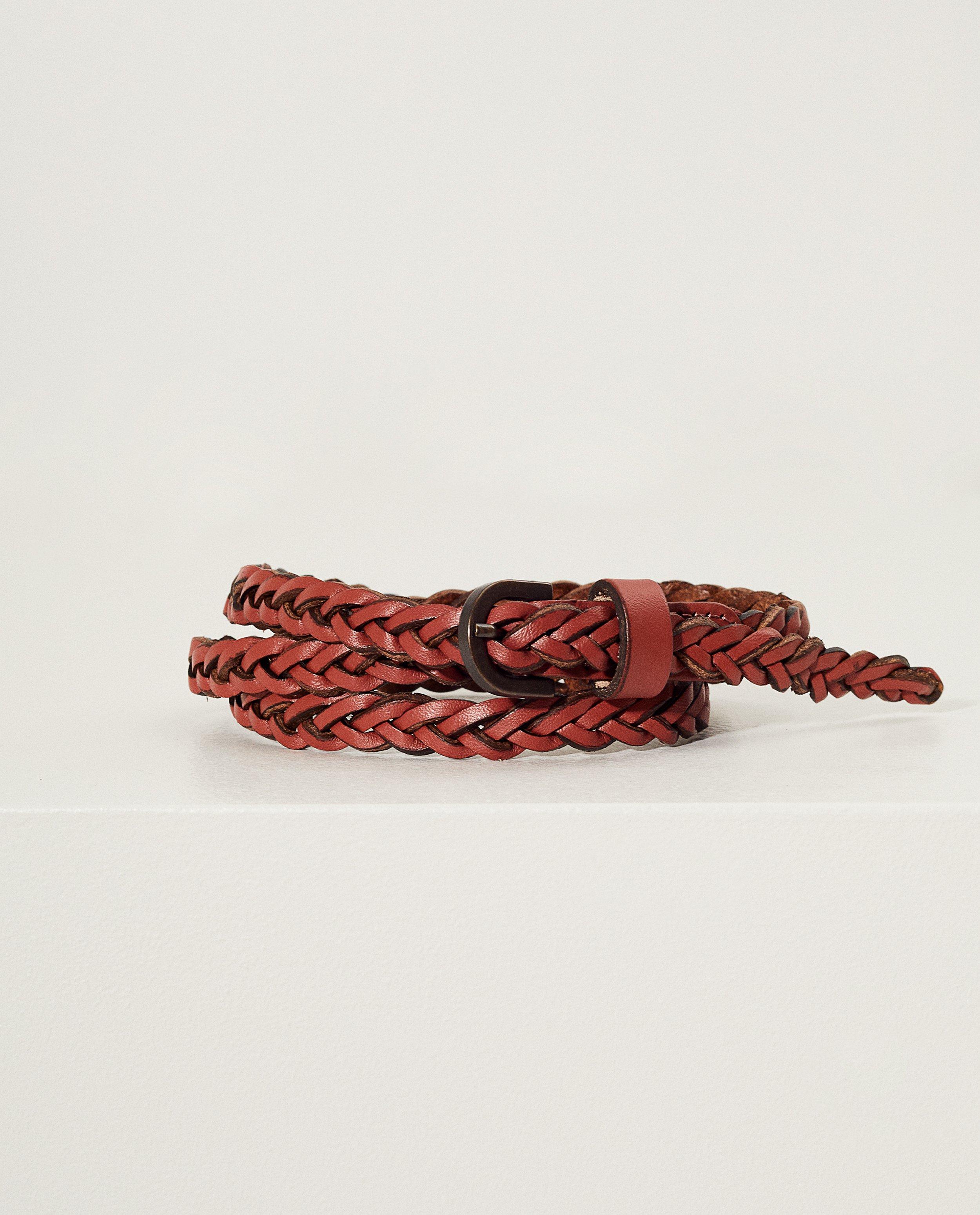 Roodbruine gevlochten riem Pieces - in twee kleuren - JBC