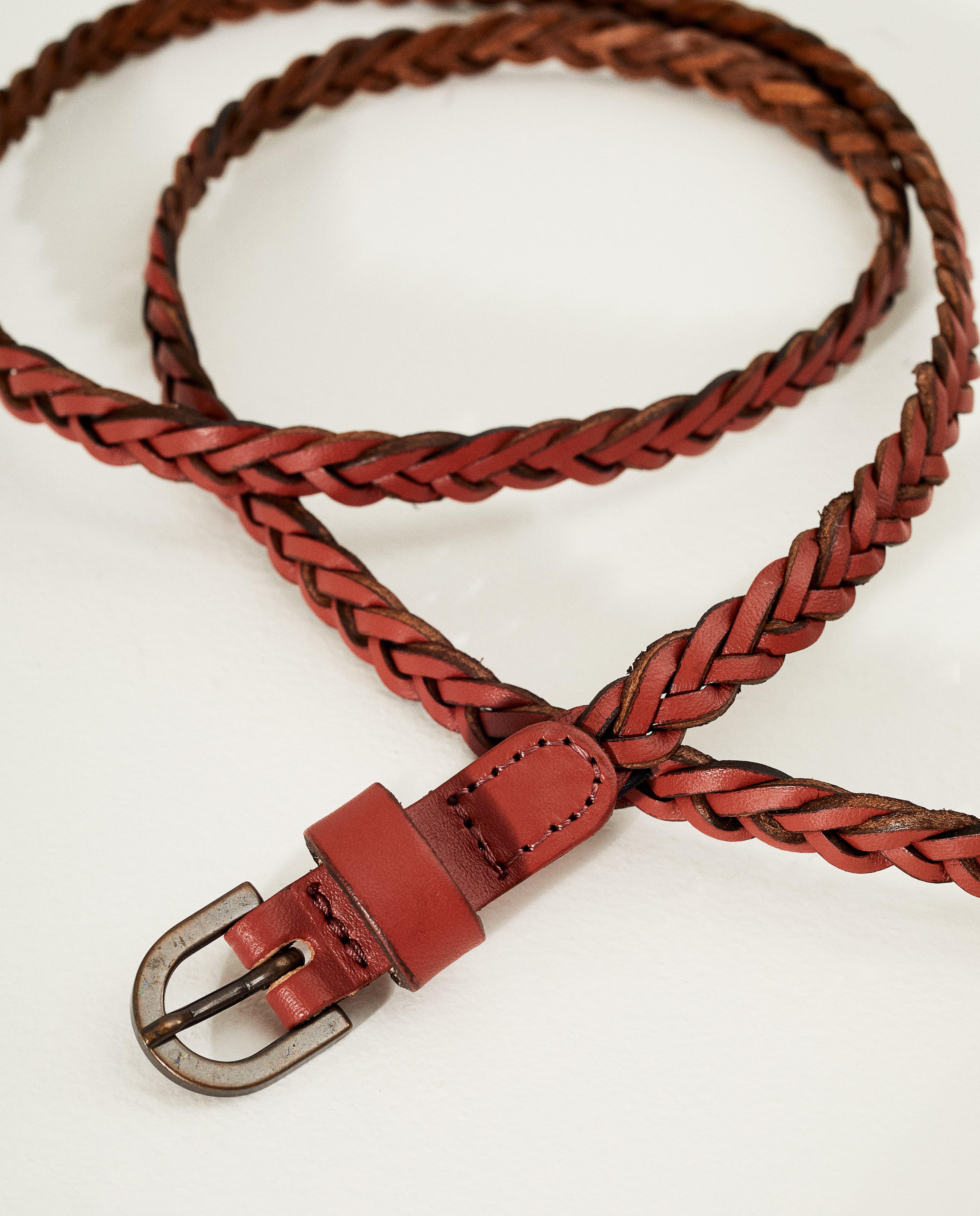 Riemen - Roodbruine gevlochten riem Pieces