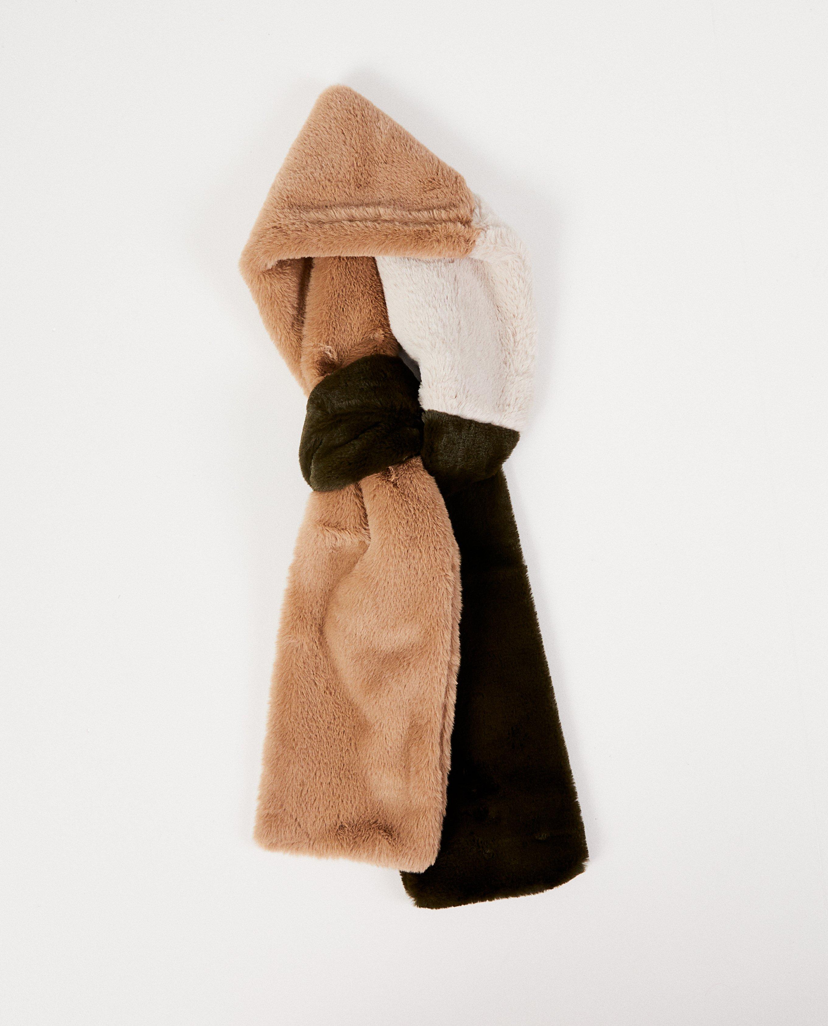 Breigoed - Faux-fur tricolor sjaal Pieces