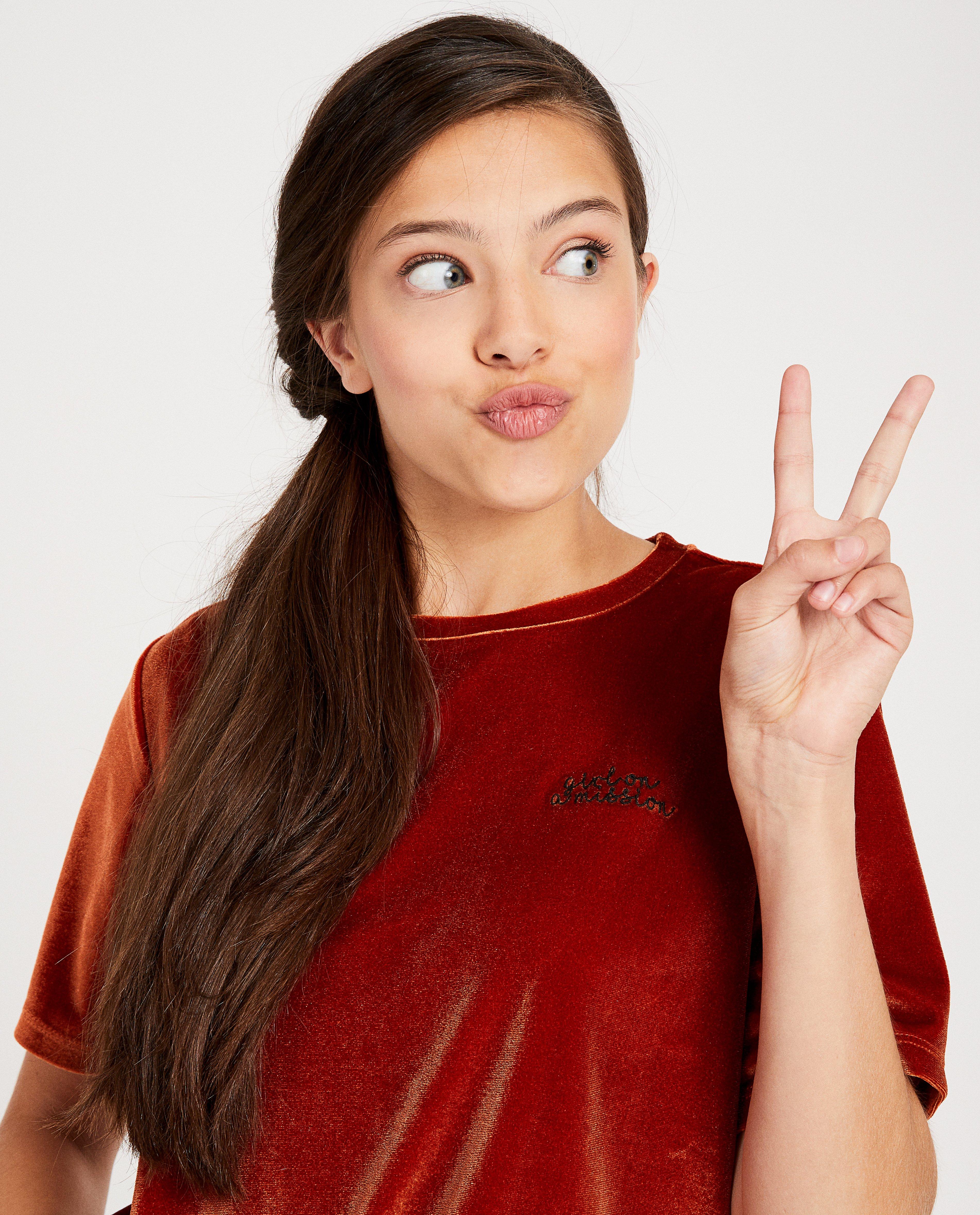 T-shirts - T-shirt van fluweel met opschrift