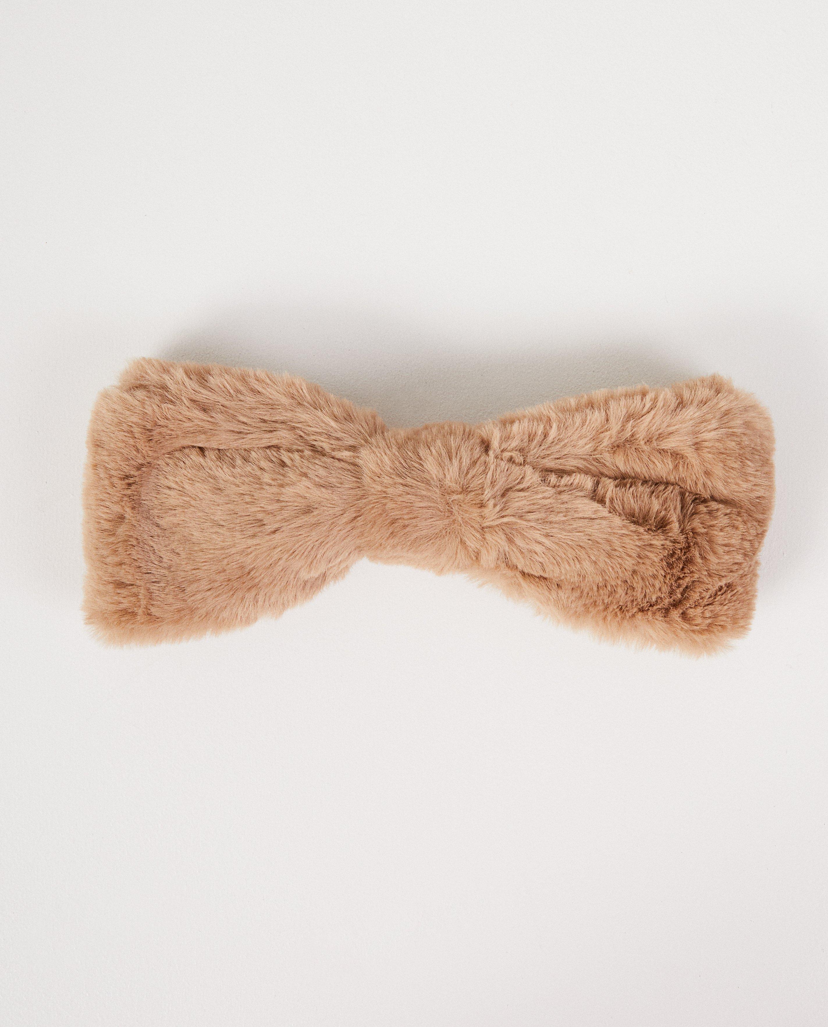 Bandeau beige Pieces - fausse fourrure + élastique - Pieces