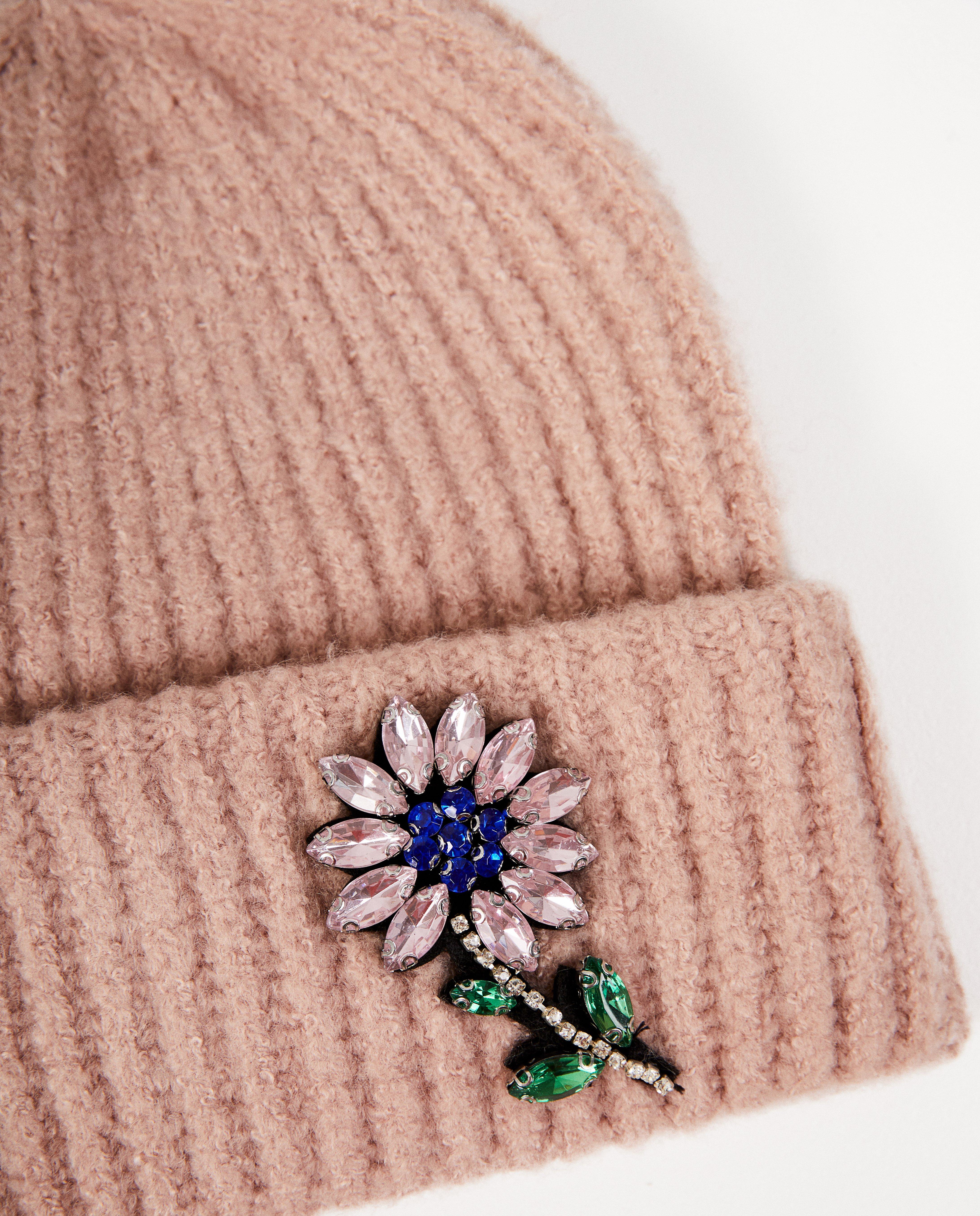 Bonneterie - Bonnet rose à fleur Pieces
