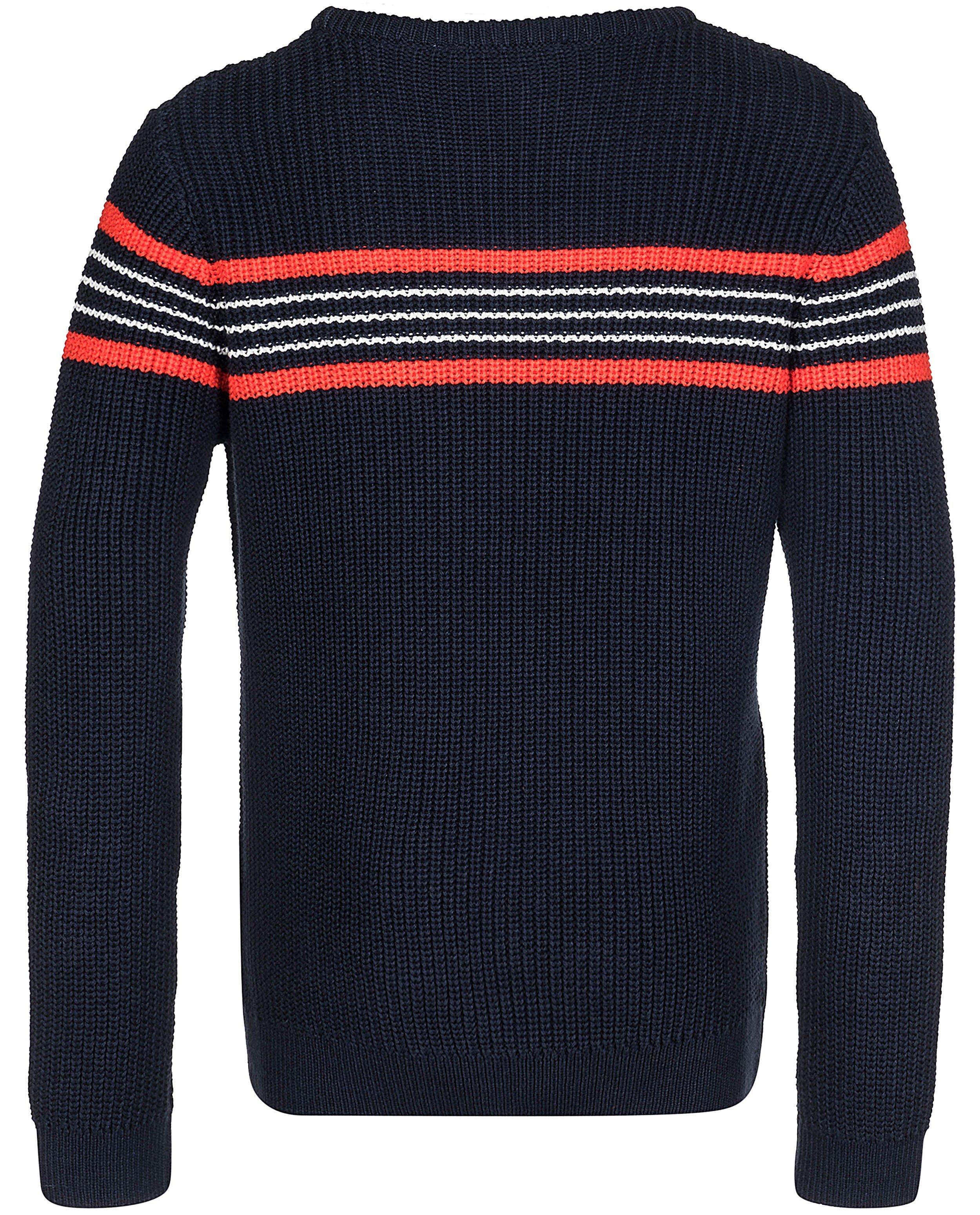 Truien - Blauwe trui met rood-witte strepen
