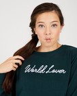 Sweaters - Donkergroene sweater met opschrift