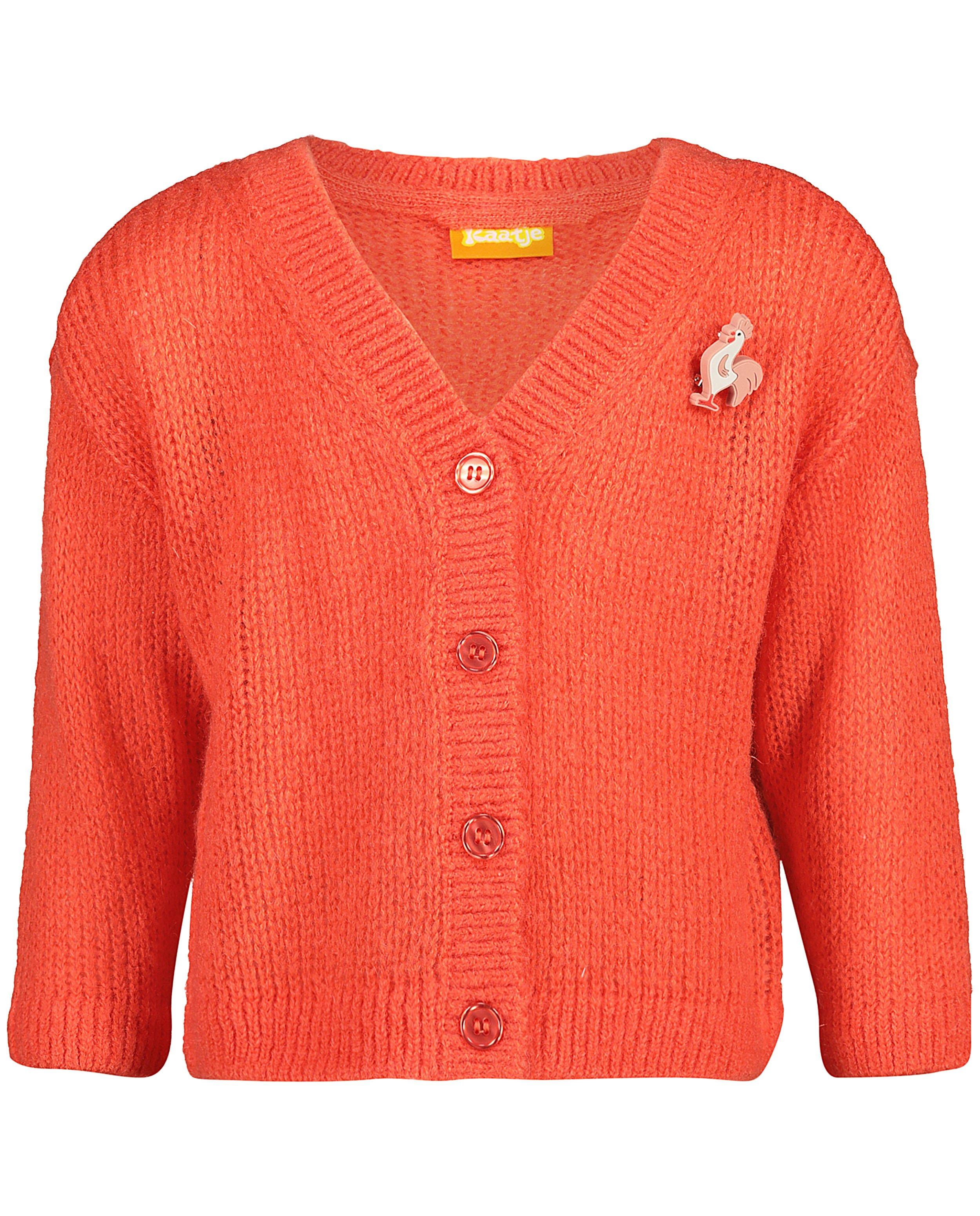 Cardigans - Koraalrood vest met broche Kaatje