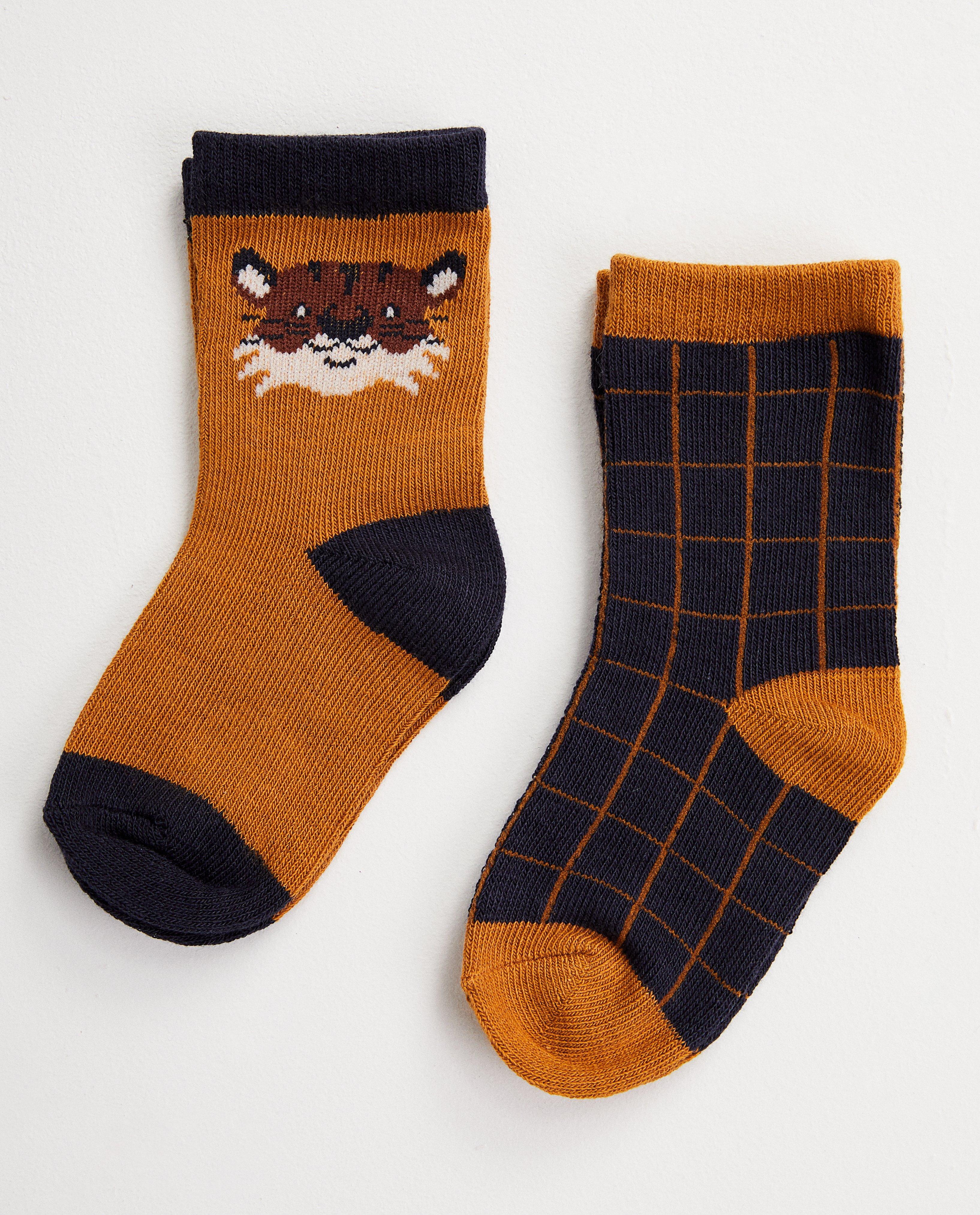 Set van 2 paar babykousen - in cognac en blauw - Cuddles and Smiles