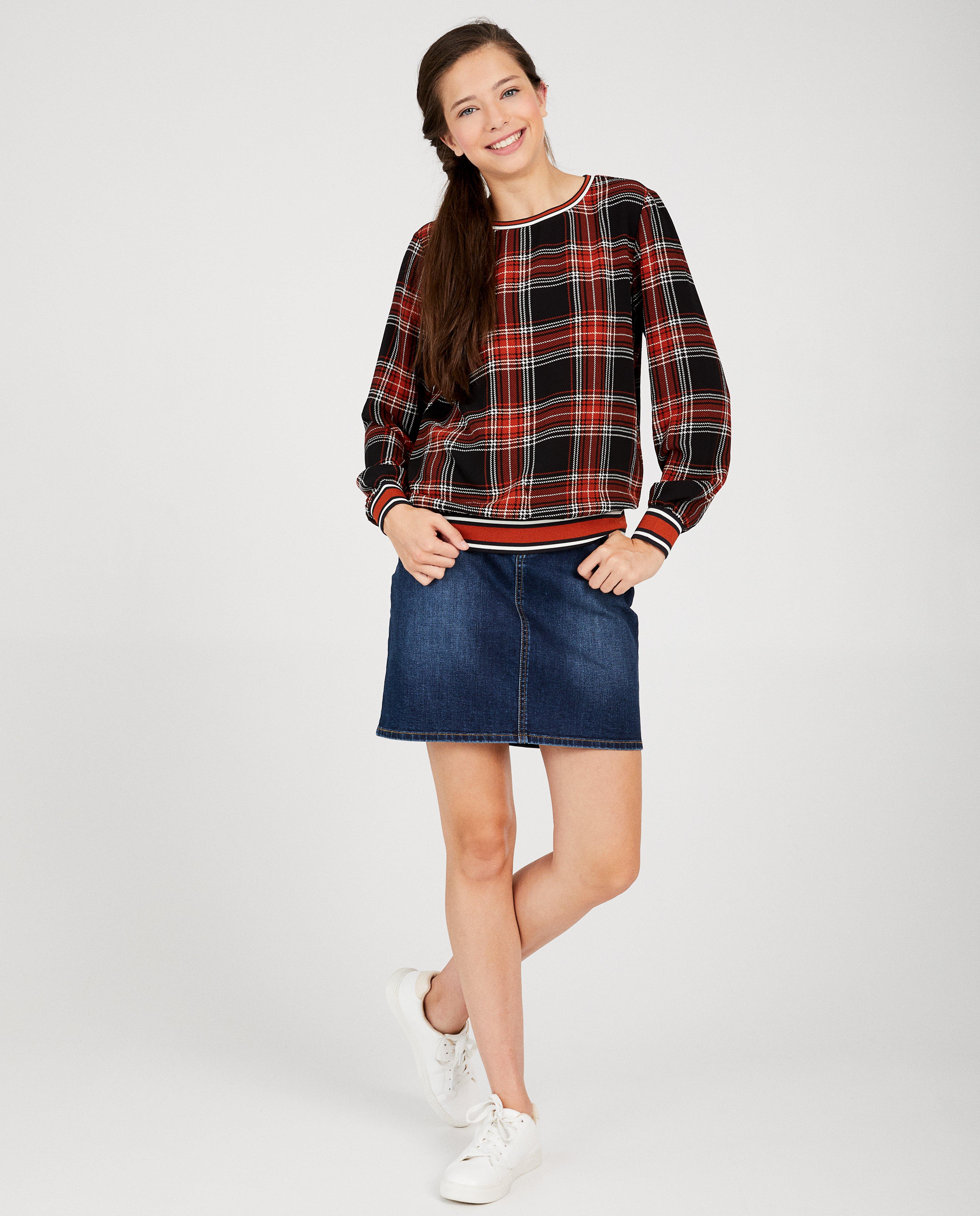 Groene blouse met ruitpatroon - allover print - Groggy