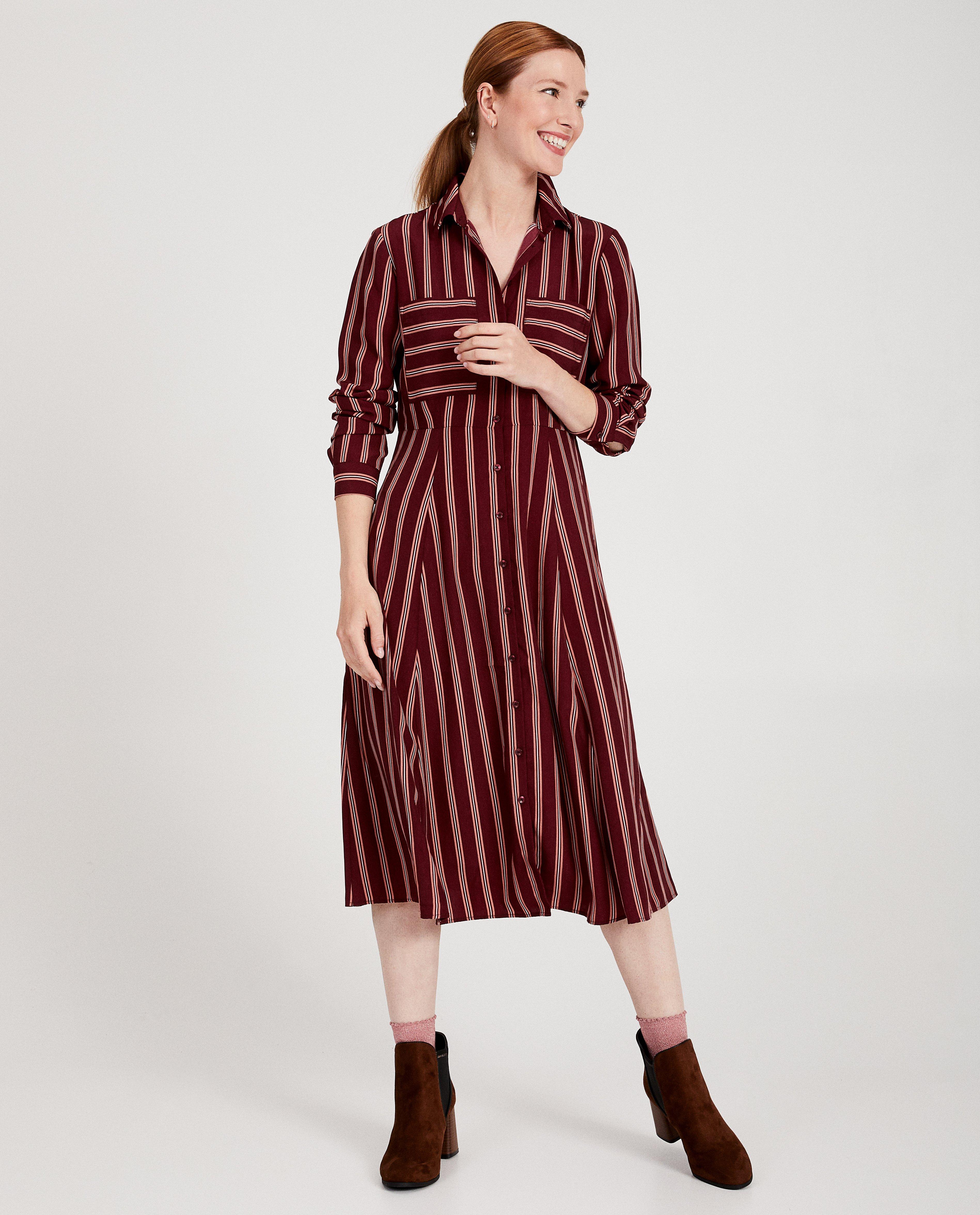 Kleedjes - Bordeaux jurk met strepen Youh!