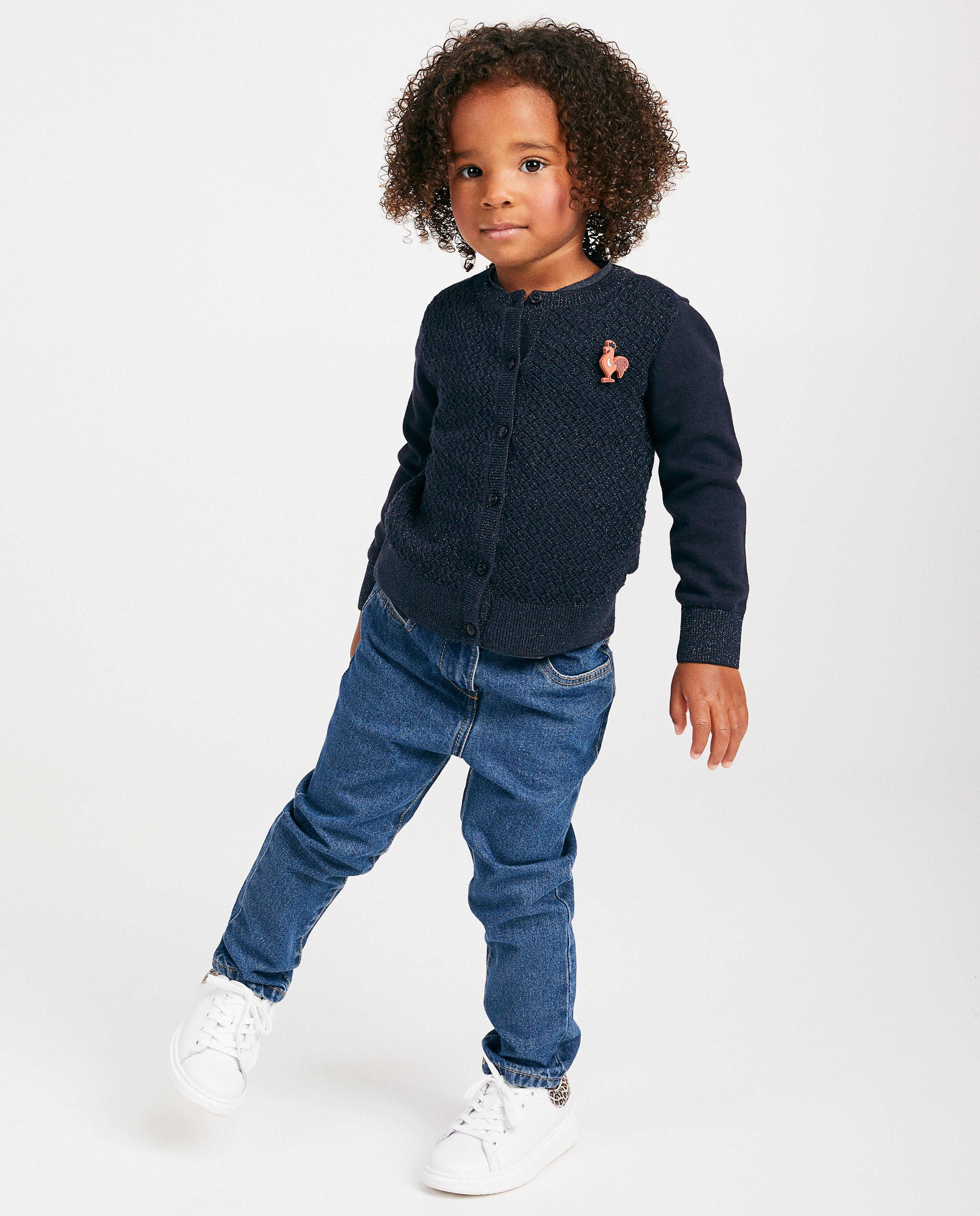 Gilet bleu à petits boutons Kathy - et fil métallisé - Kathy