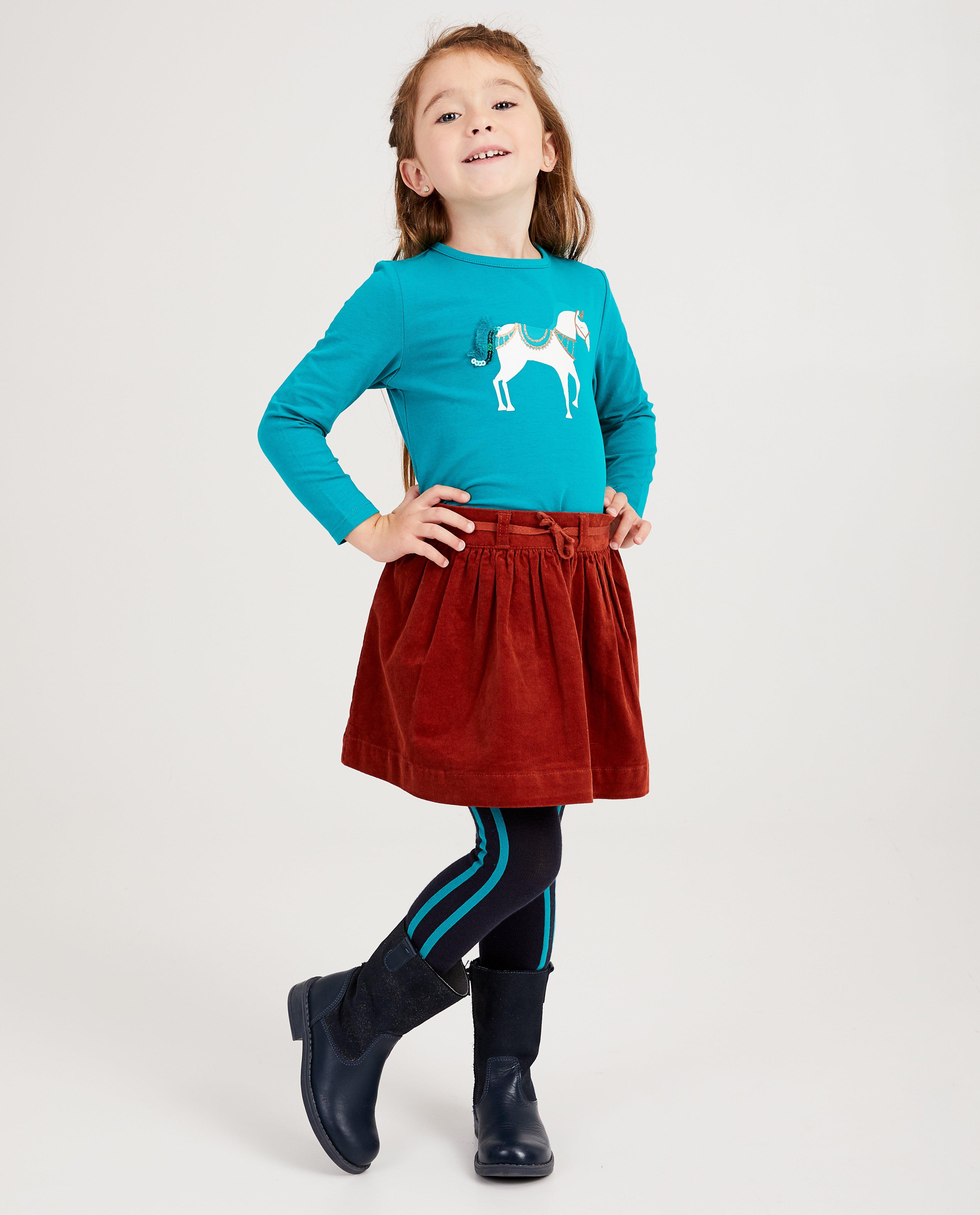 Turquoise shirt met eenhoorn - met glitter - JBC