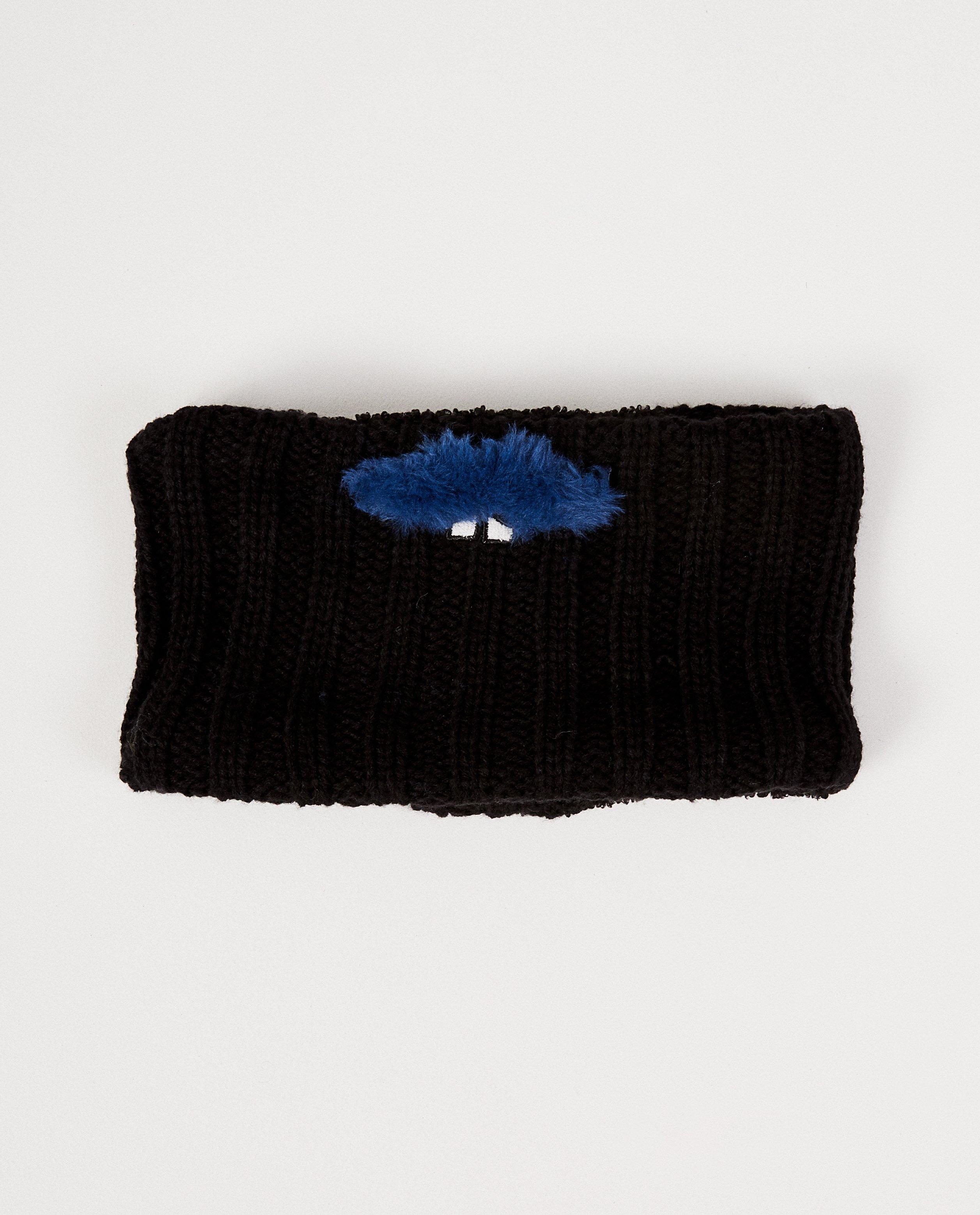 Écharpe tube noire, moustache - bleue et dents - JBC