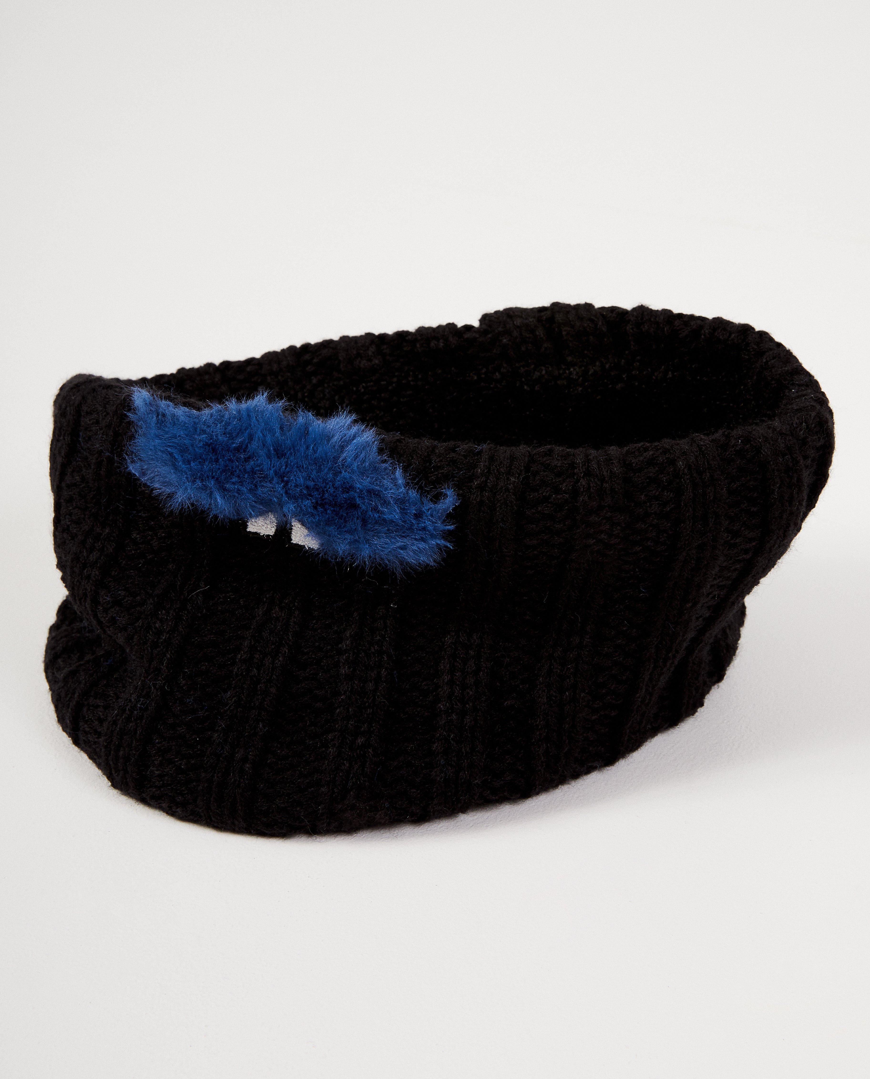 Bonneterie - Écharpe tube noire, moustache