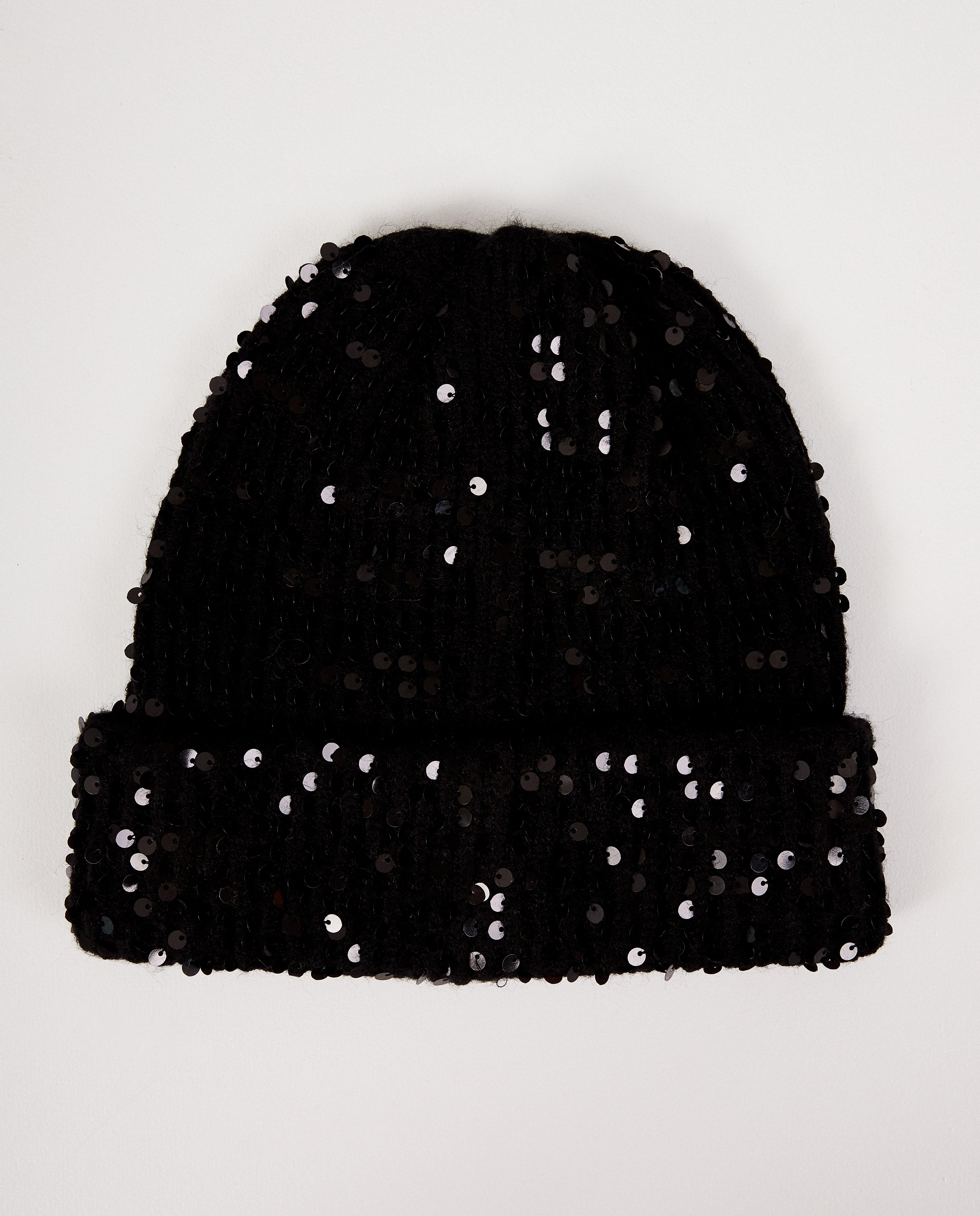 Zwarte muts met pailletten Pieces - Product Detail - zwart - afbeelding nummer 1