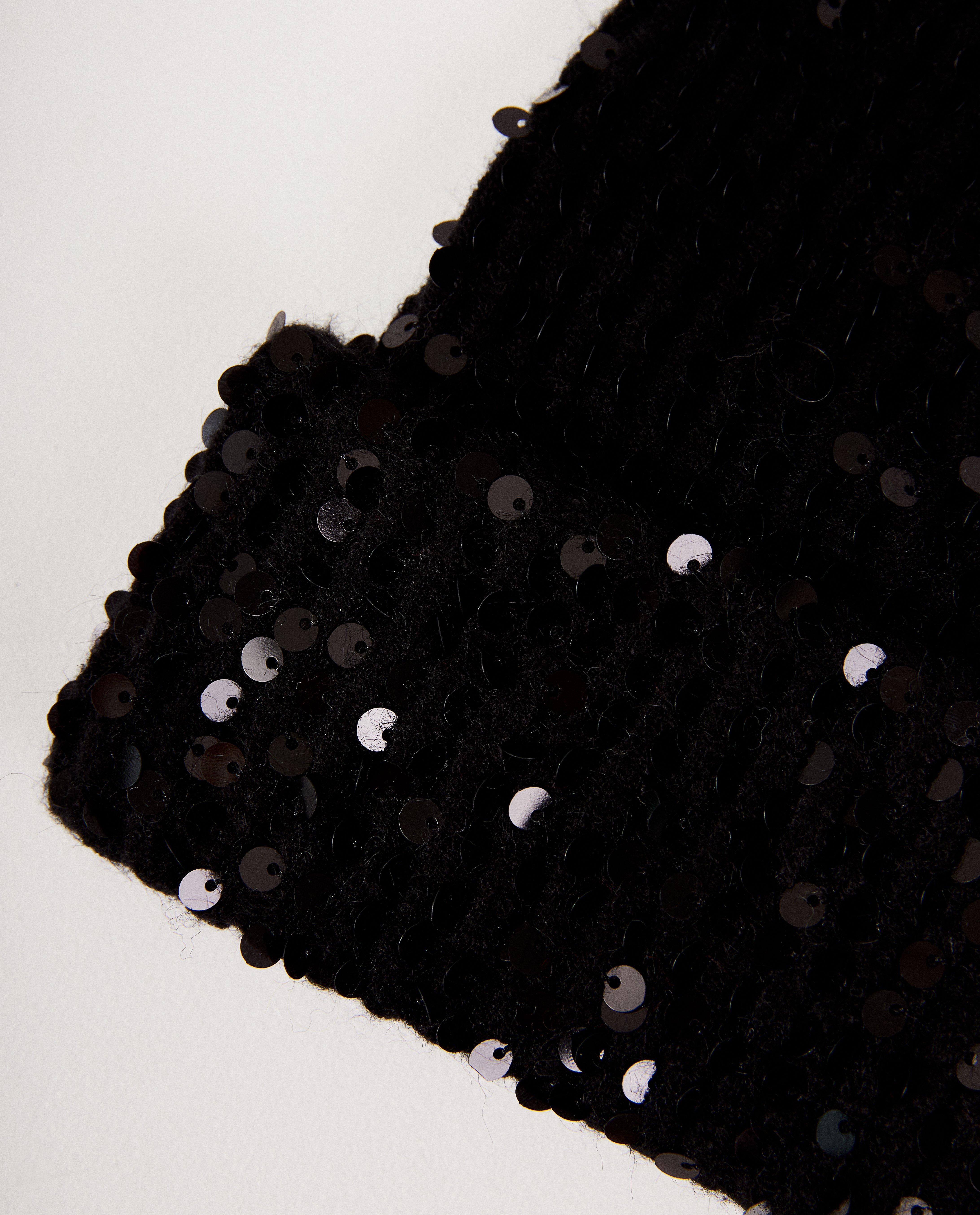 Zwarte muts met pailletten Pieces - Product Detail - zwart - afbeelding nummer 2