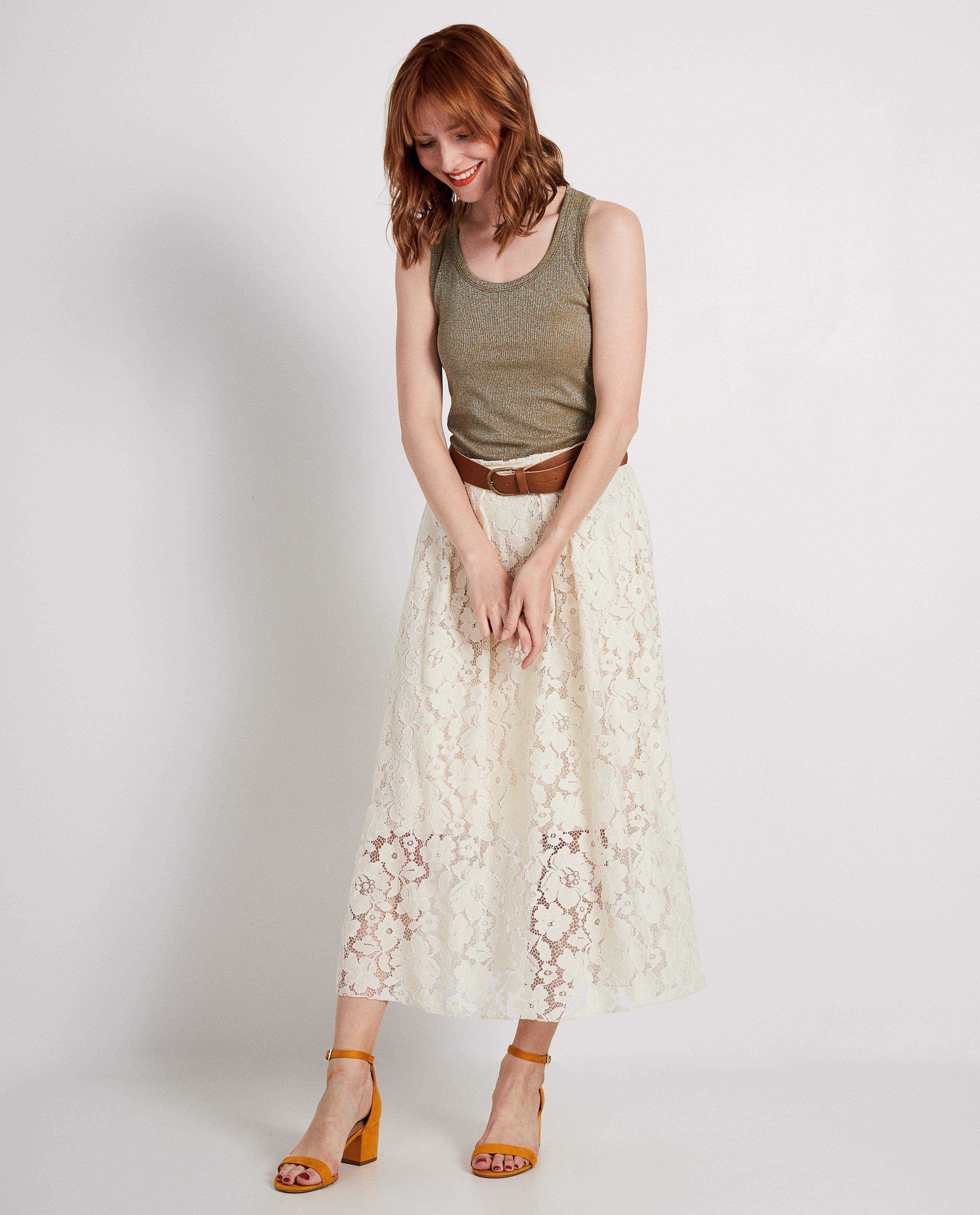 Beige maxi-rok Ella Italia - met kant - Ella Italia