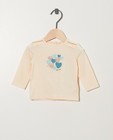 T-shirt rose à manches longues - coton bio, petits cœurs - Newborn 50-68