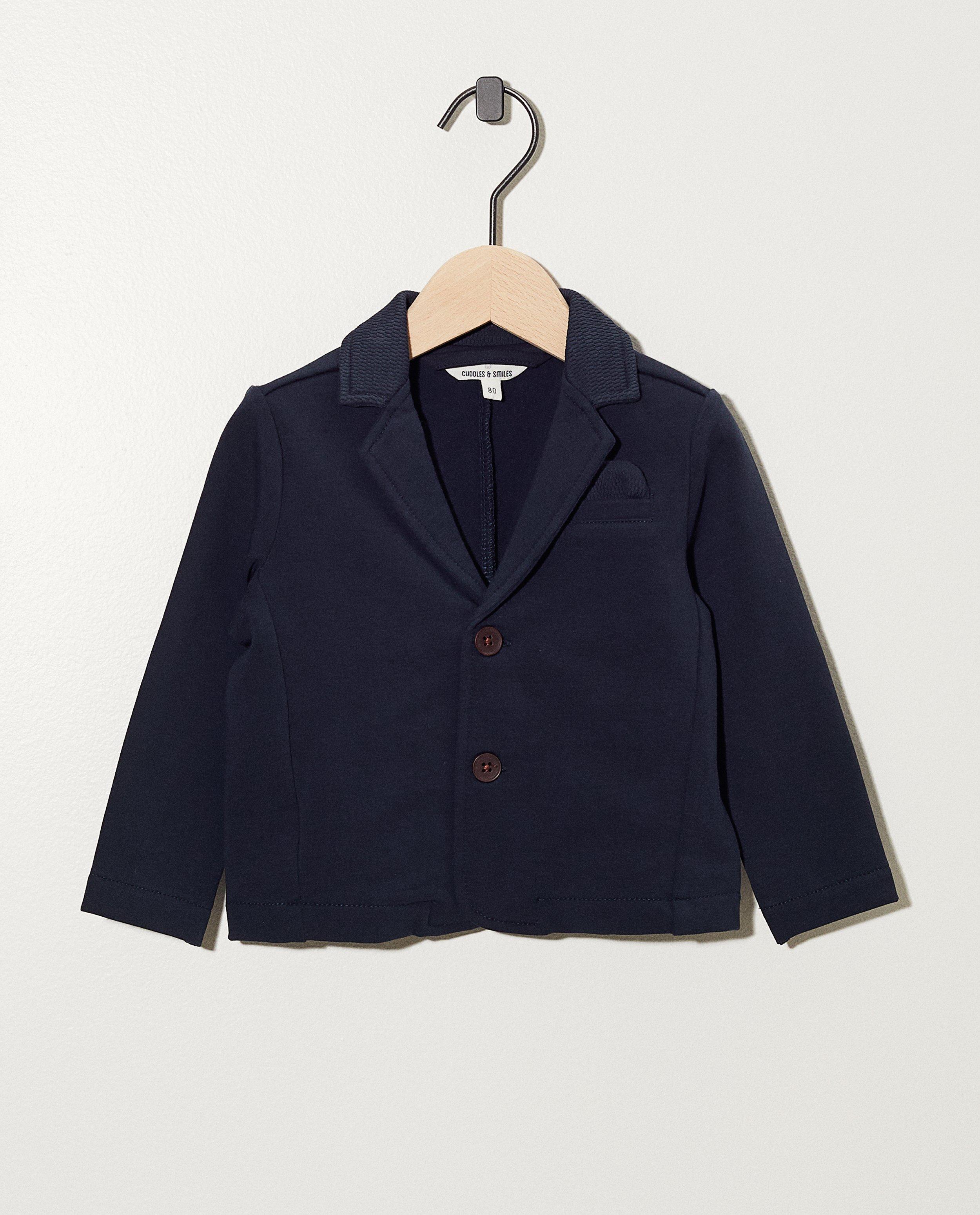 Gilet bleu en coton bio - avec pochette - Cuddles and Smiles