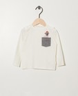 Wit shirt van biokatoen - met print van mopshond - Newborn 50-68