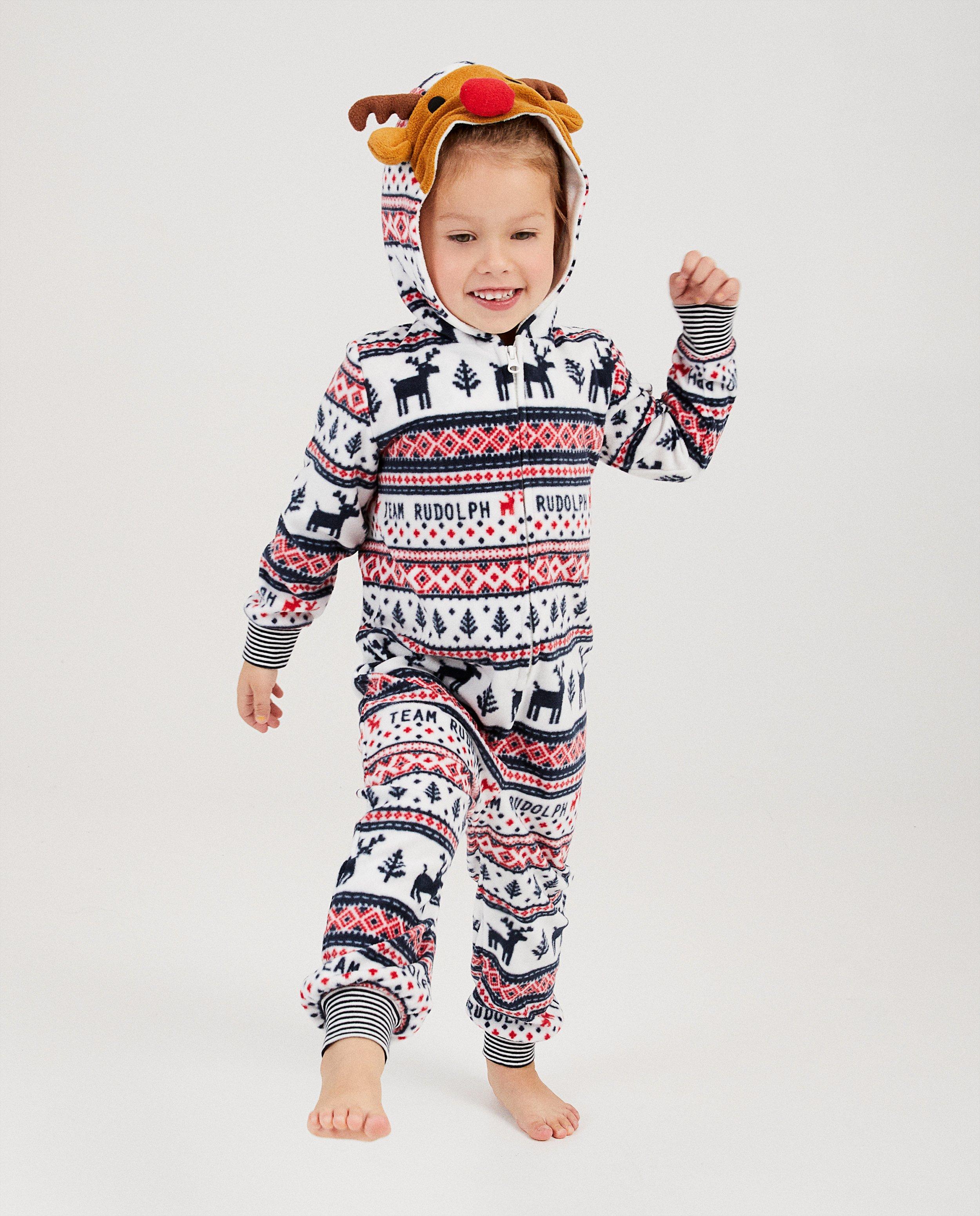 Witte Rudolf-onesie, 2-7 jaar - van fleece - JBC