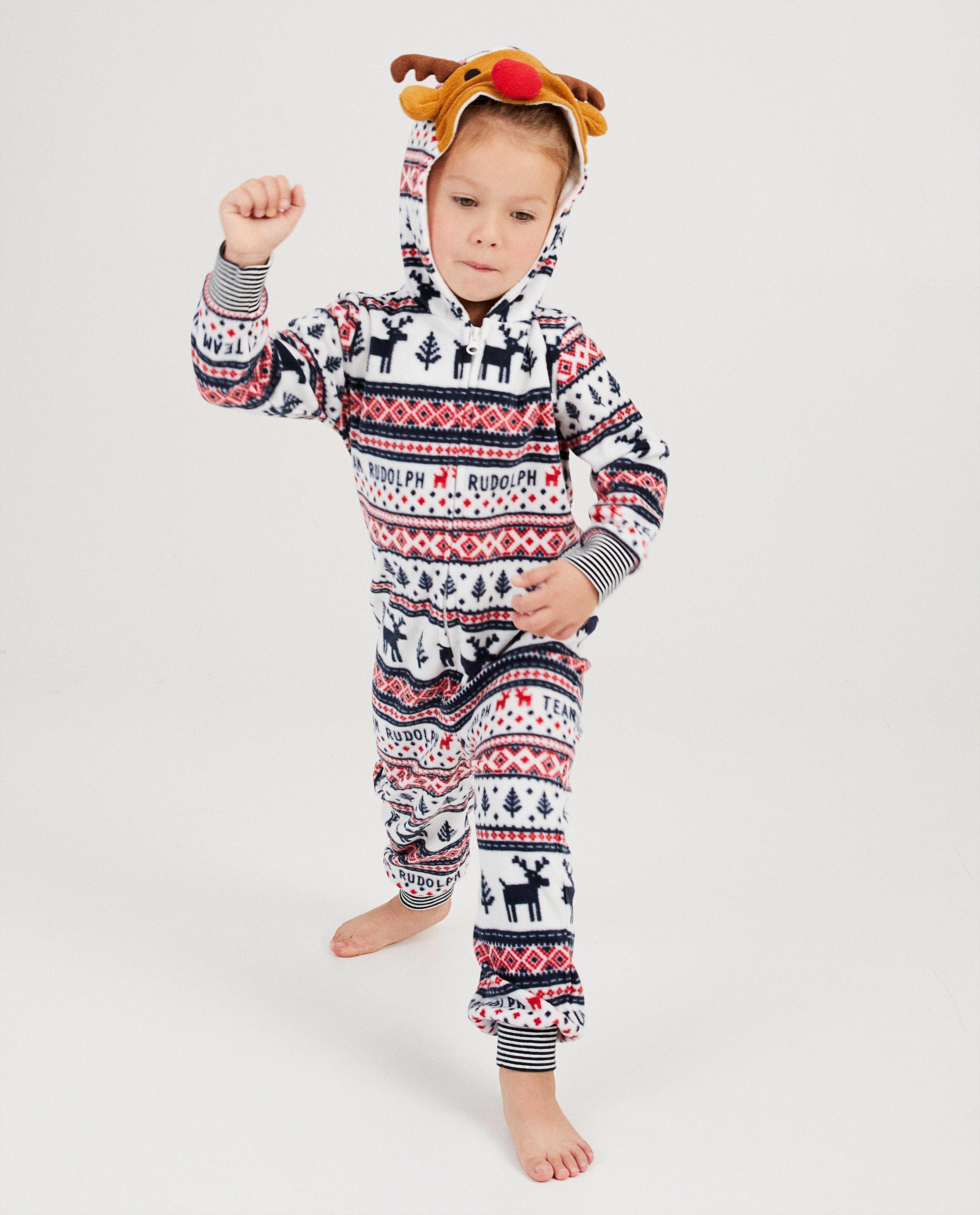 Nachtkleding - Witte Rudolf-onesie, 2-7 jaar
