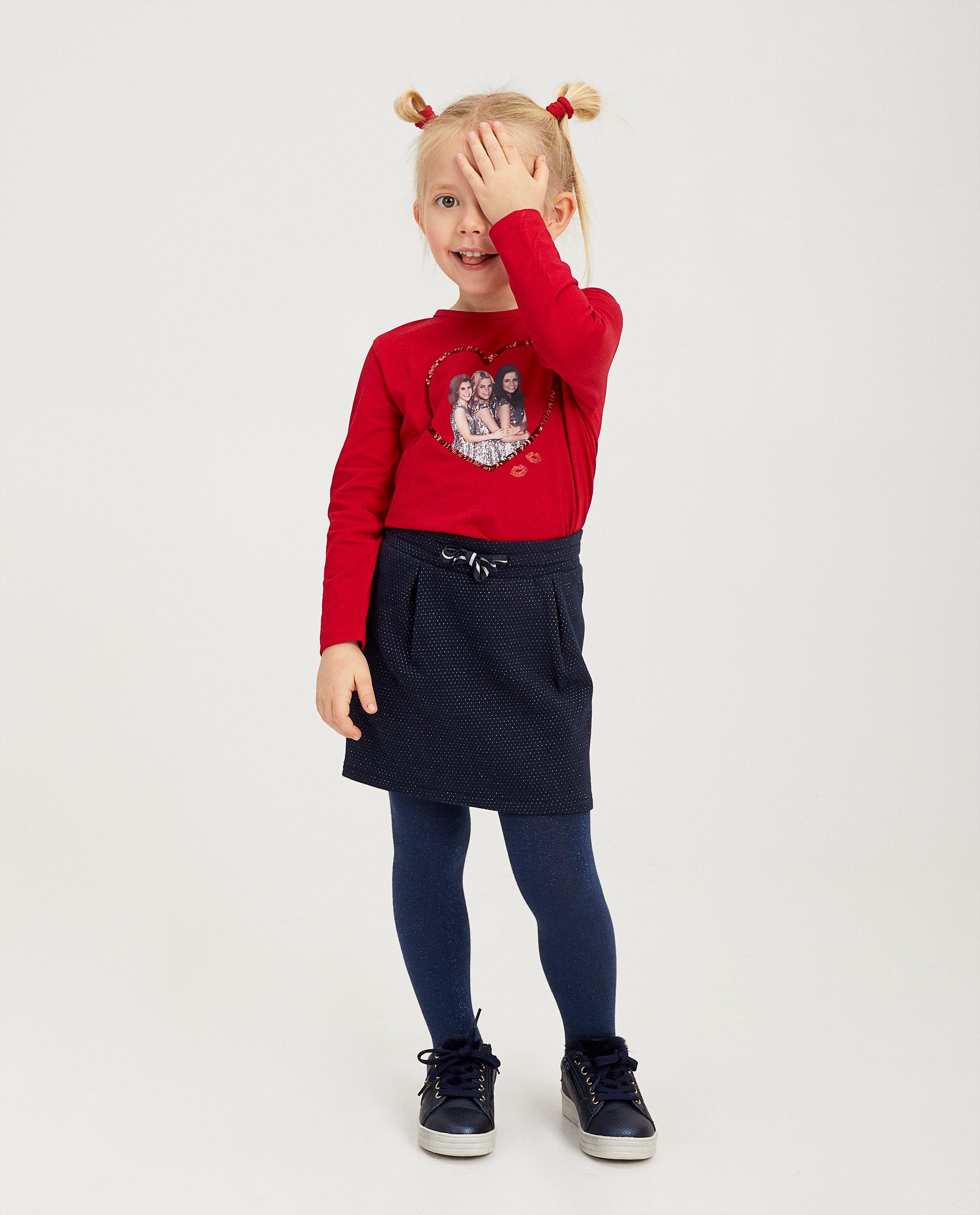 Blouse rouge, imprimé K3 - à paillettes - K3