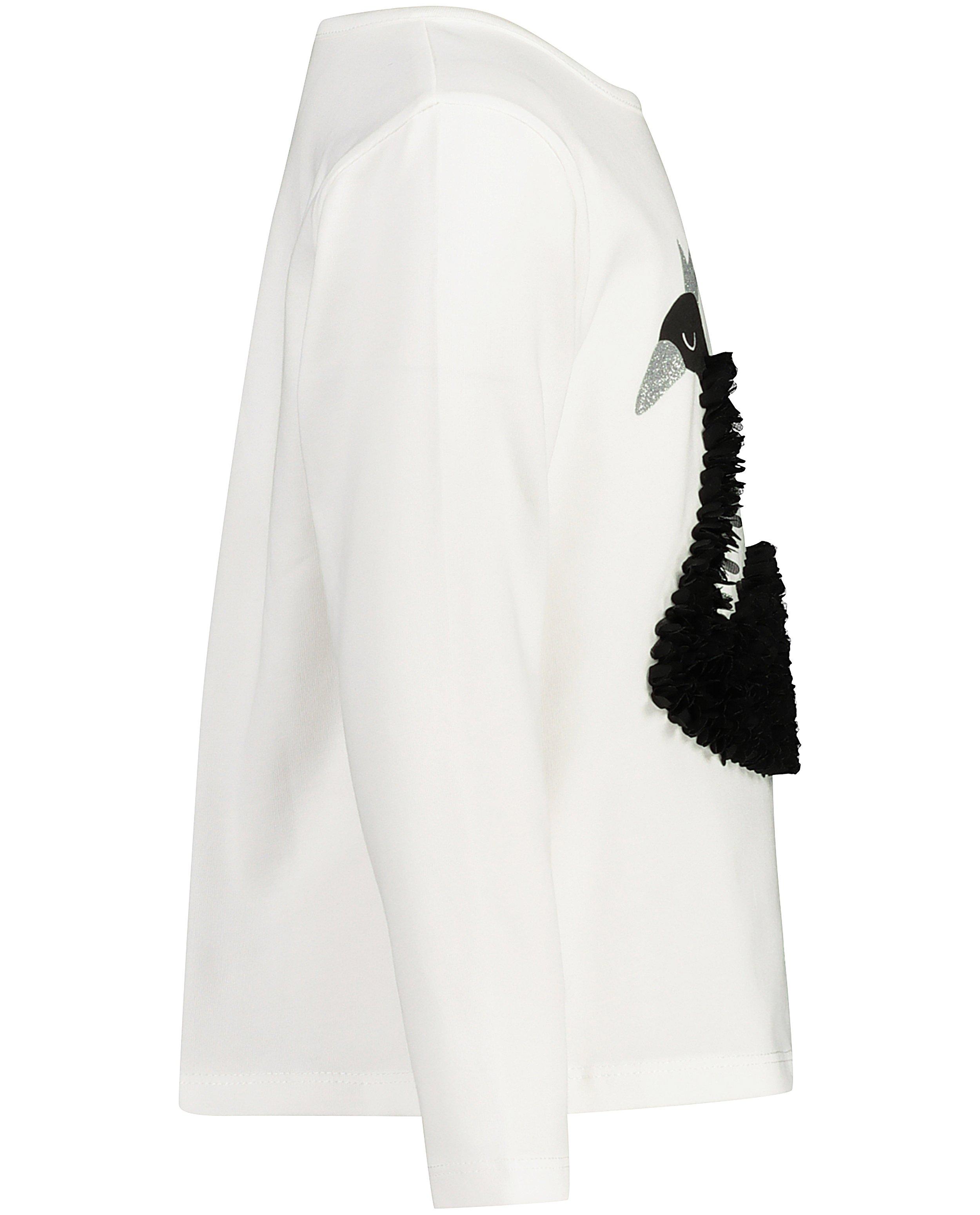 T-shirts - Witte longsleeve met zwaan