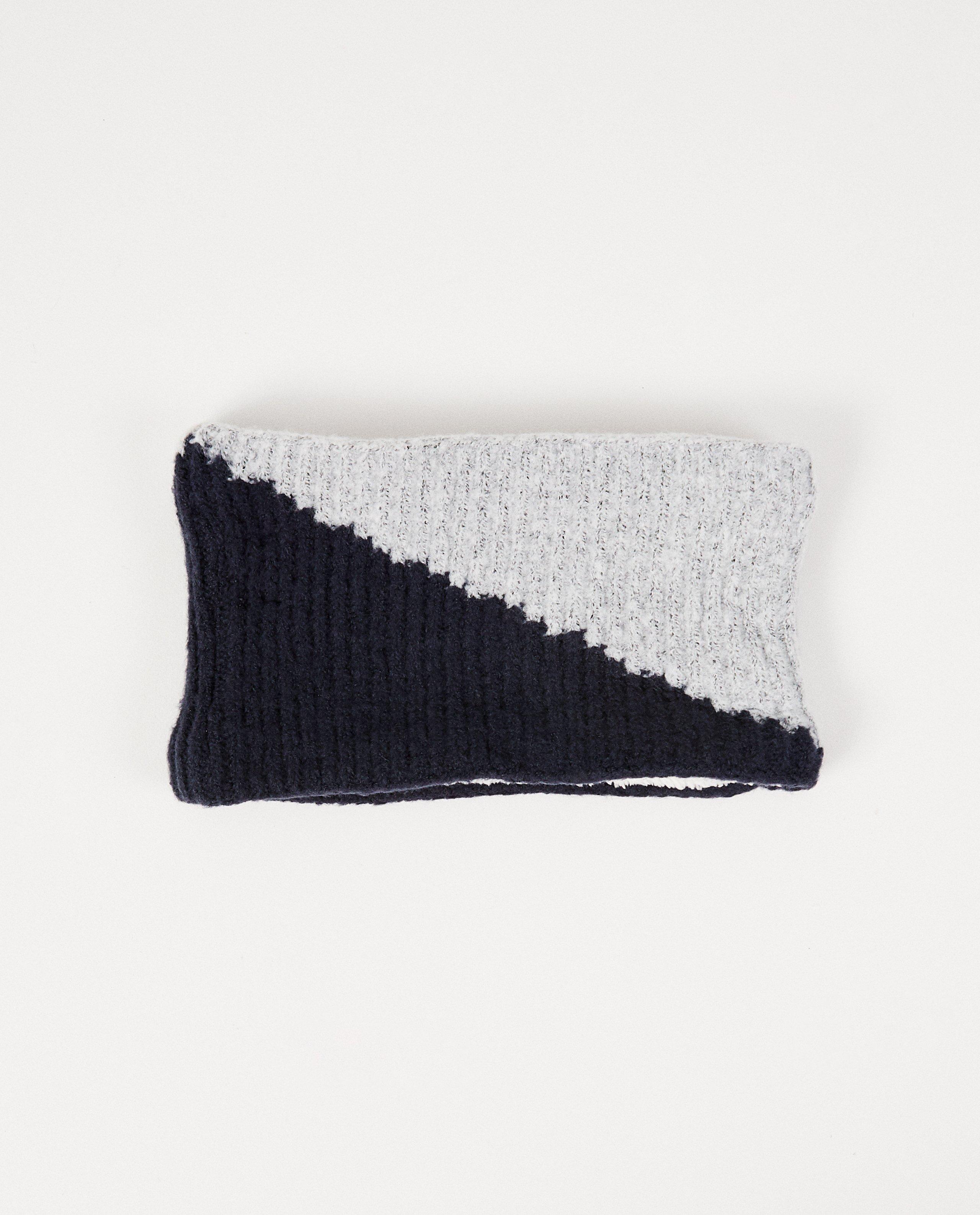 Écharpe tube grise et bleu foncé - avec du fleece blanc - JBC