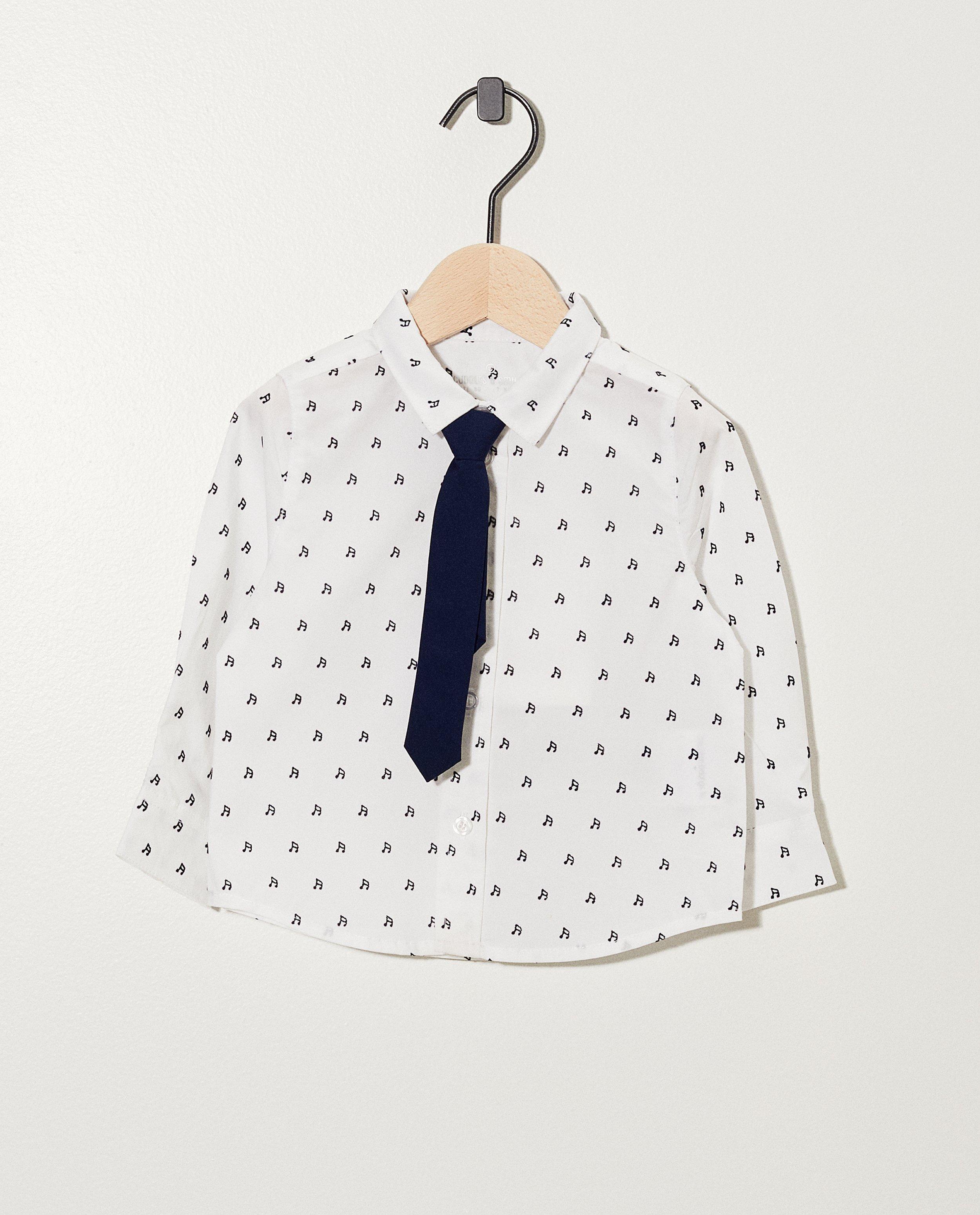 Chemise blanche, notes de musique - imprimé intégral - Cuddles and Smiles