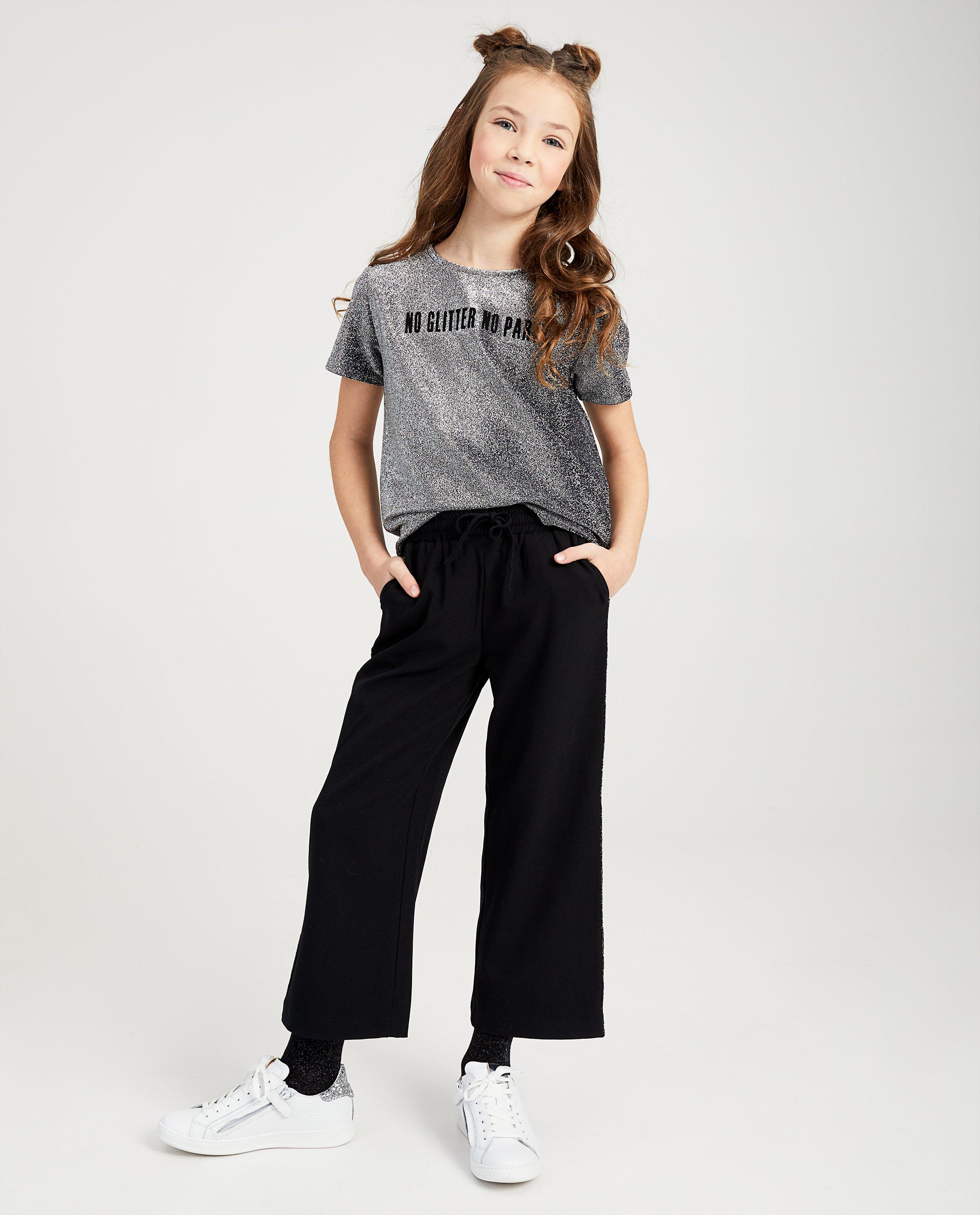 Zwarte broek met glitter - van metaaldraad - Fish & Chips