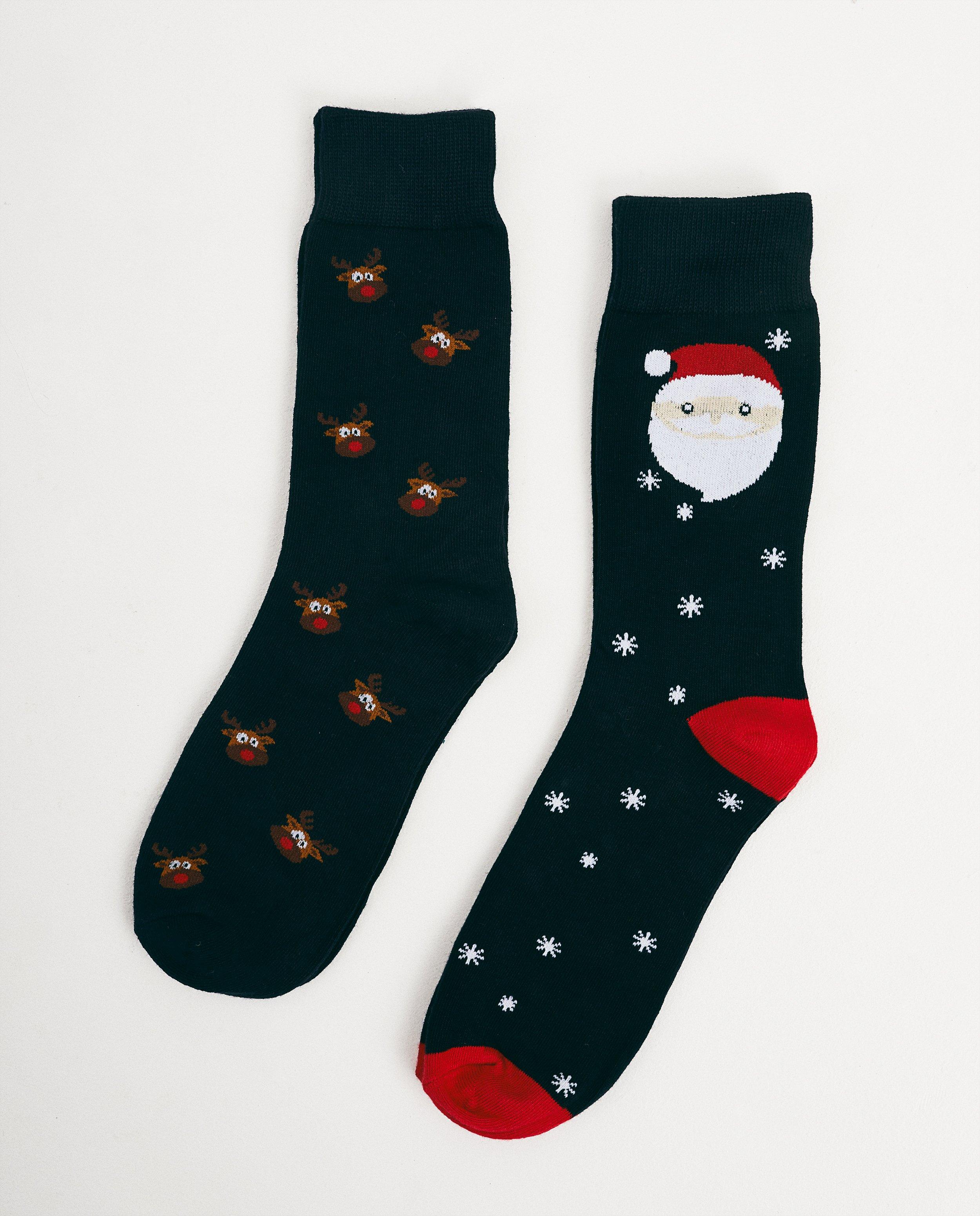 Set van 2 paar kerstkousen - in blauw, wit en rood - JBC
