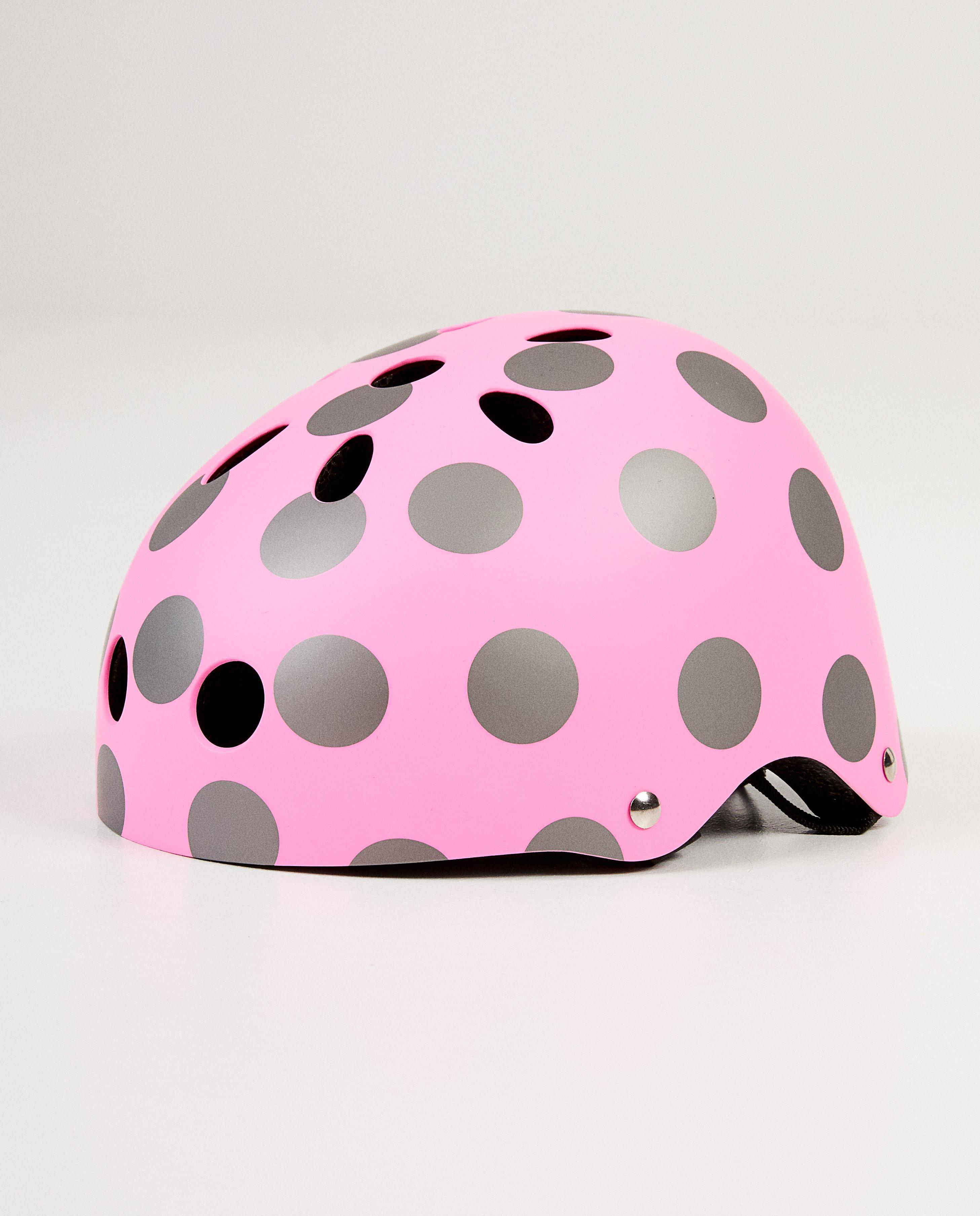 Roze helm met stippen - in grijs - JBC