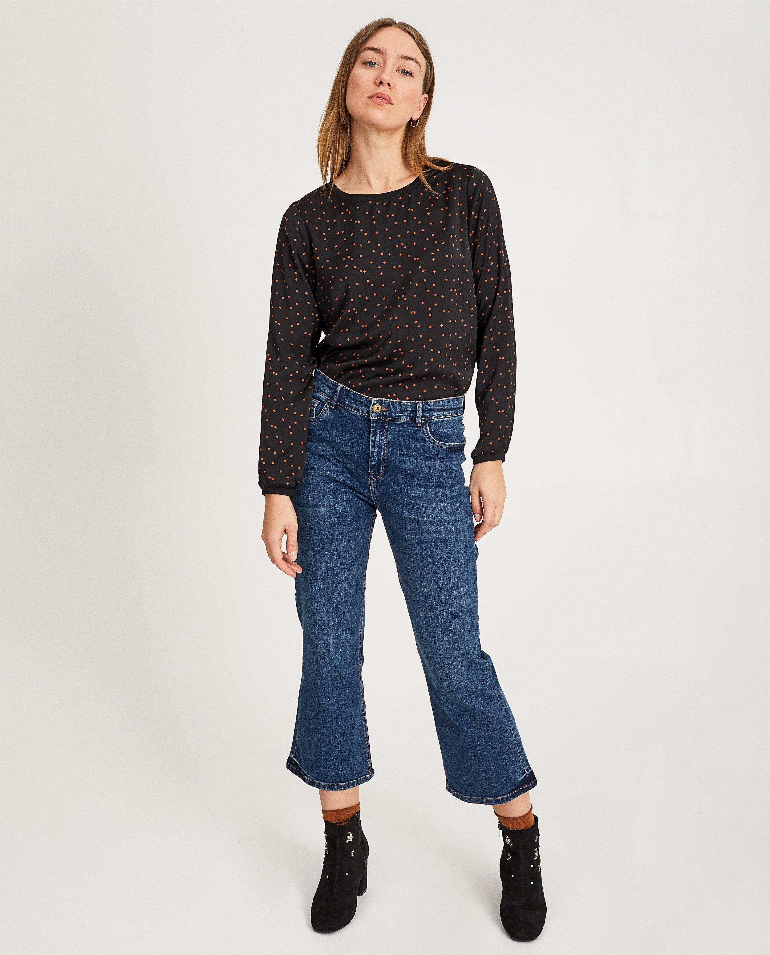 Zwarte blouse met vierkantjes - null - Sora