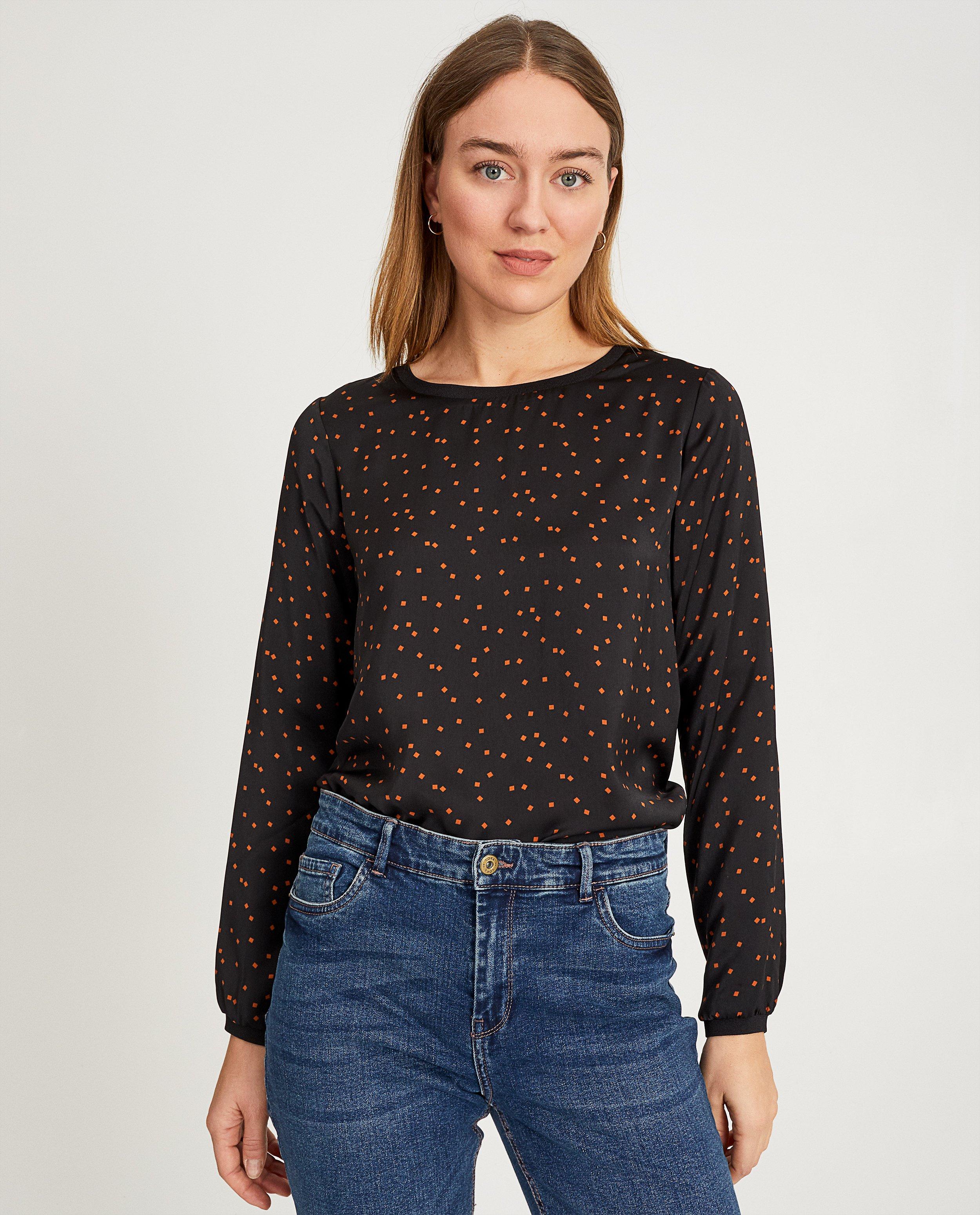 Chemises - Zwarte blouse met vierkantjes