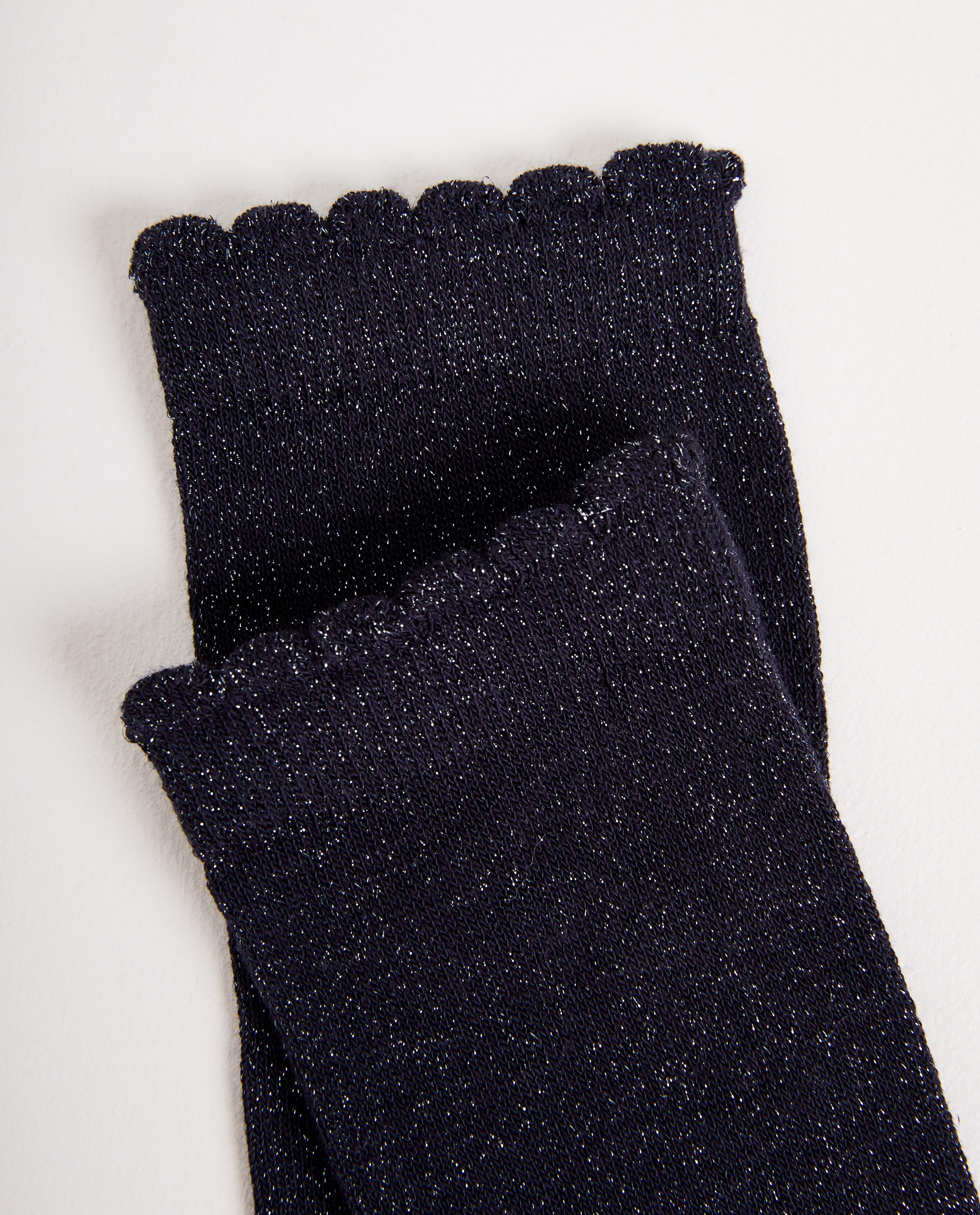 Chaussettes - Mi-bas bleu foncé à paillettes