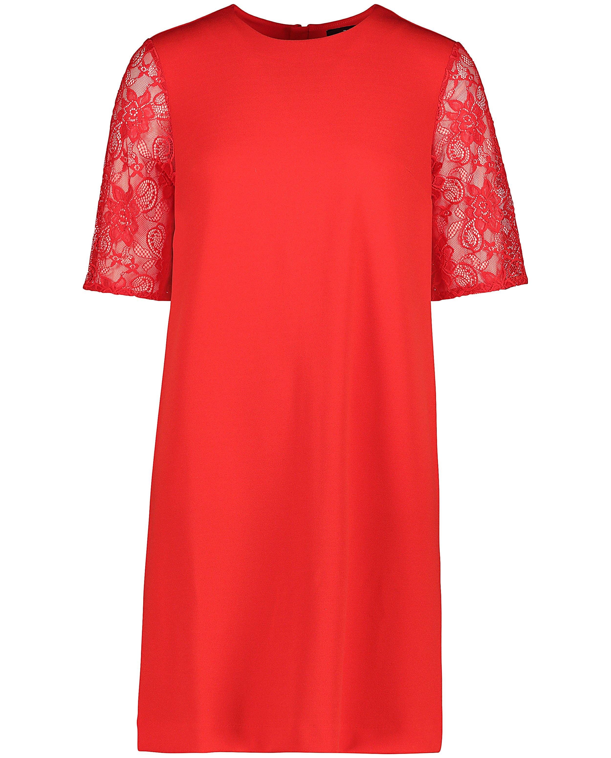 Rode jurk met mouwen van kant - Product Detail - felrood - afbeelding nummer 1