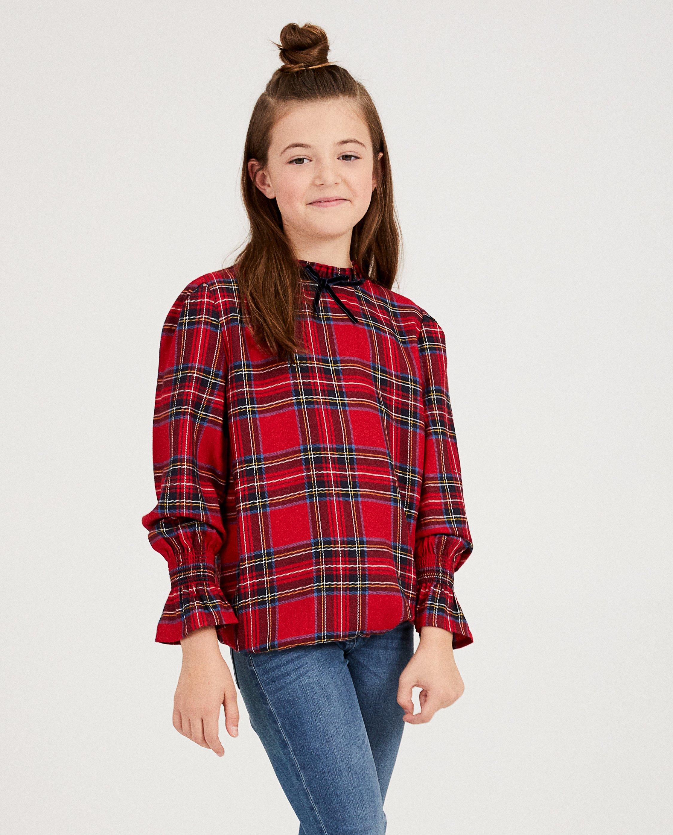 Hemden - Rode blouse met ruitprint