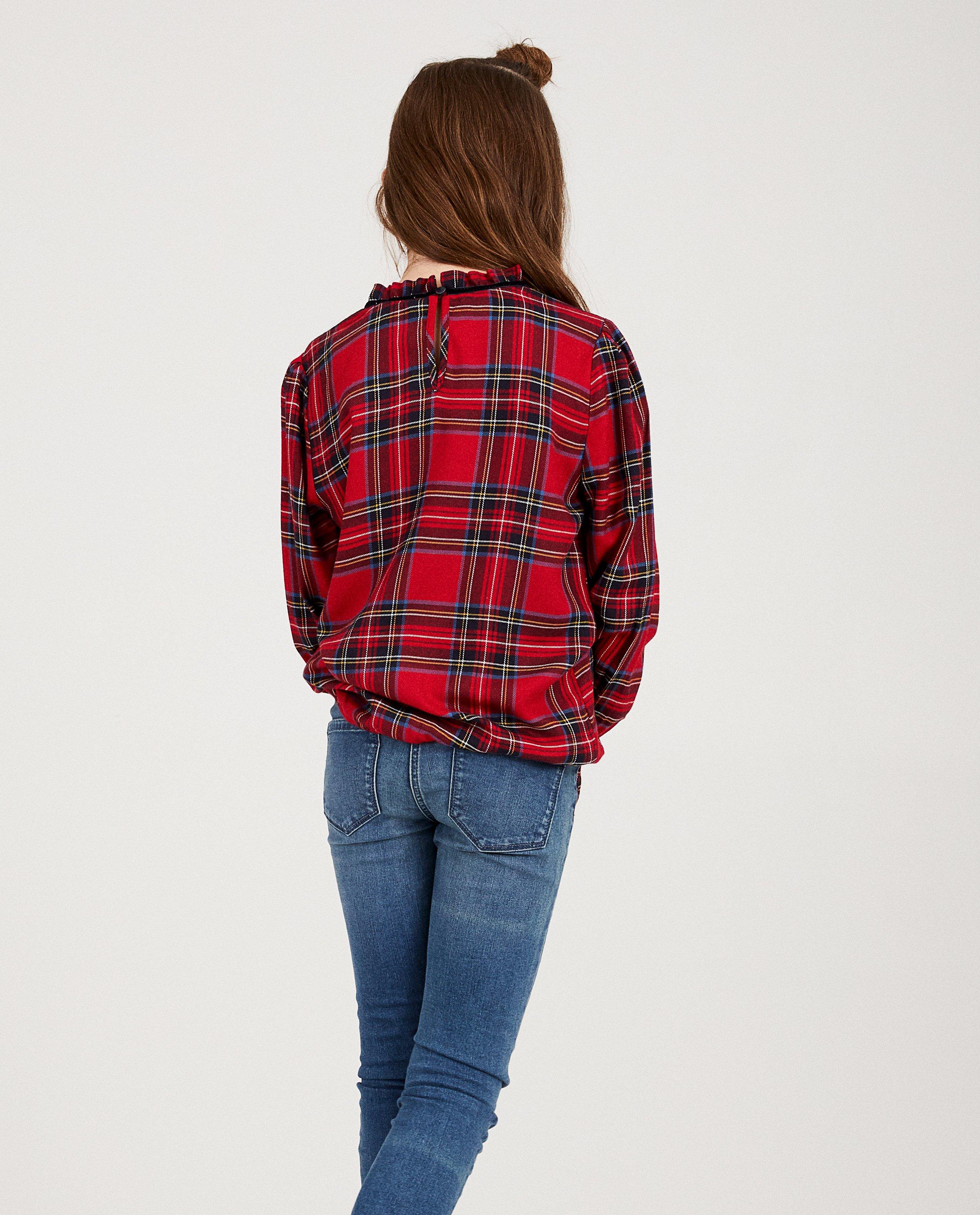 Hemden - Rode blouse met ruitprint