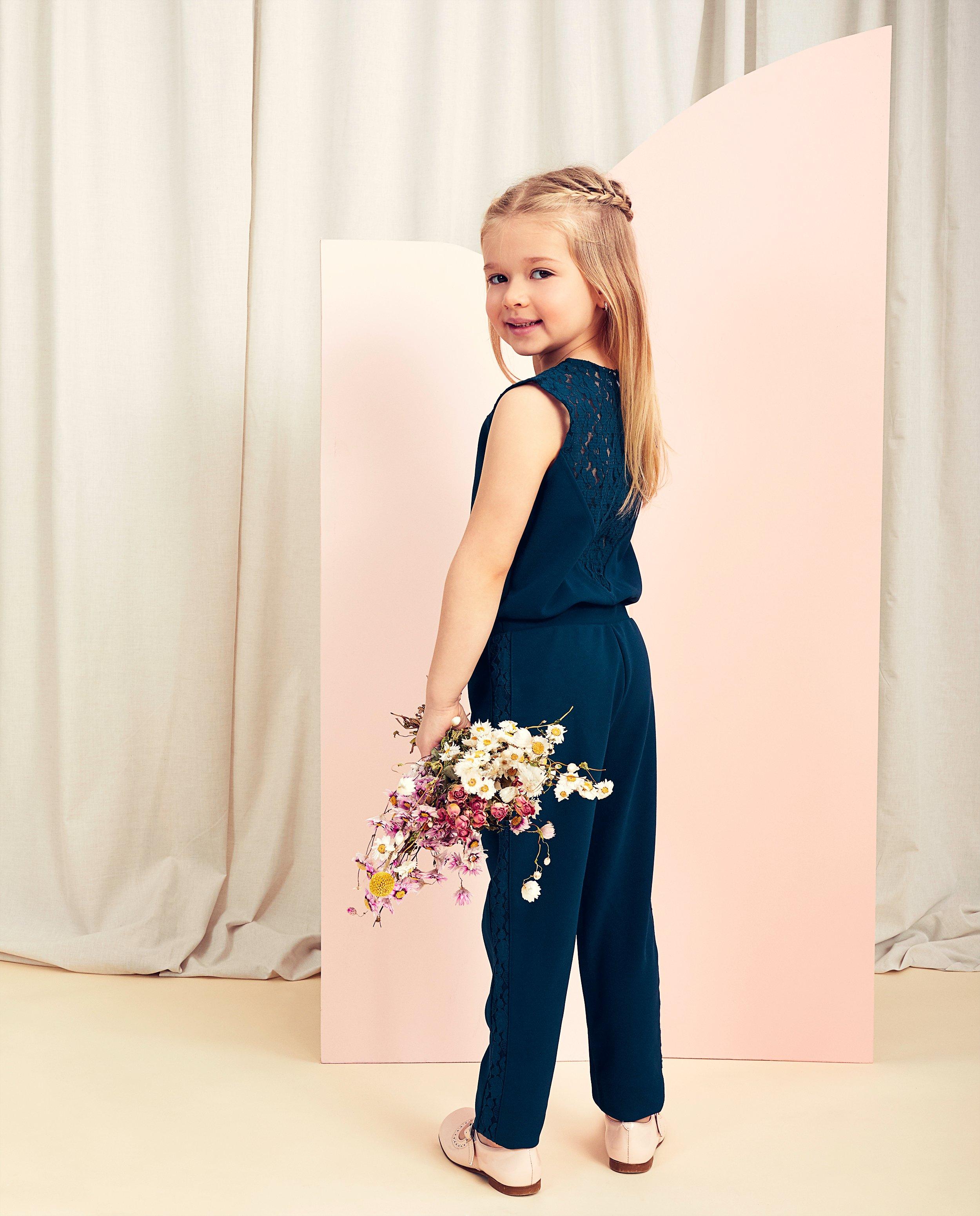 Jumpsuits - Blauwe jumpsuit met kant Communie