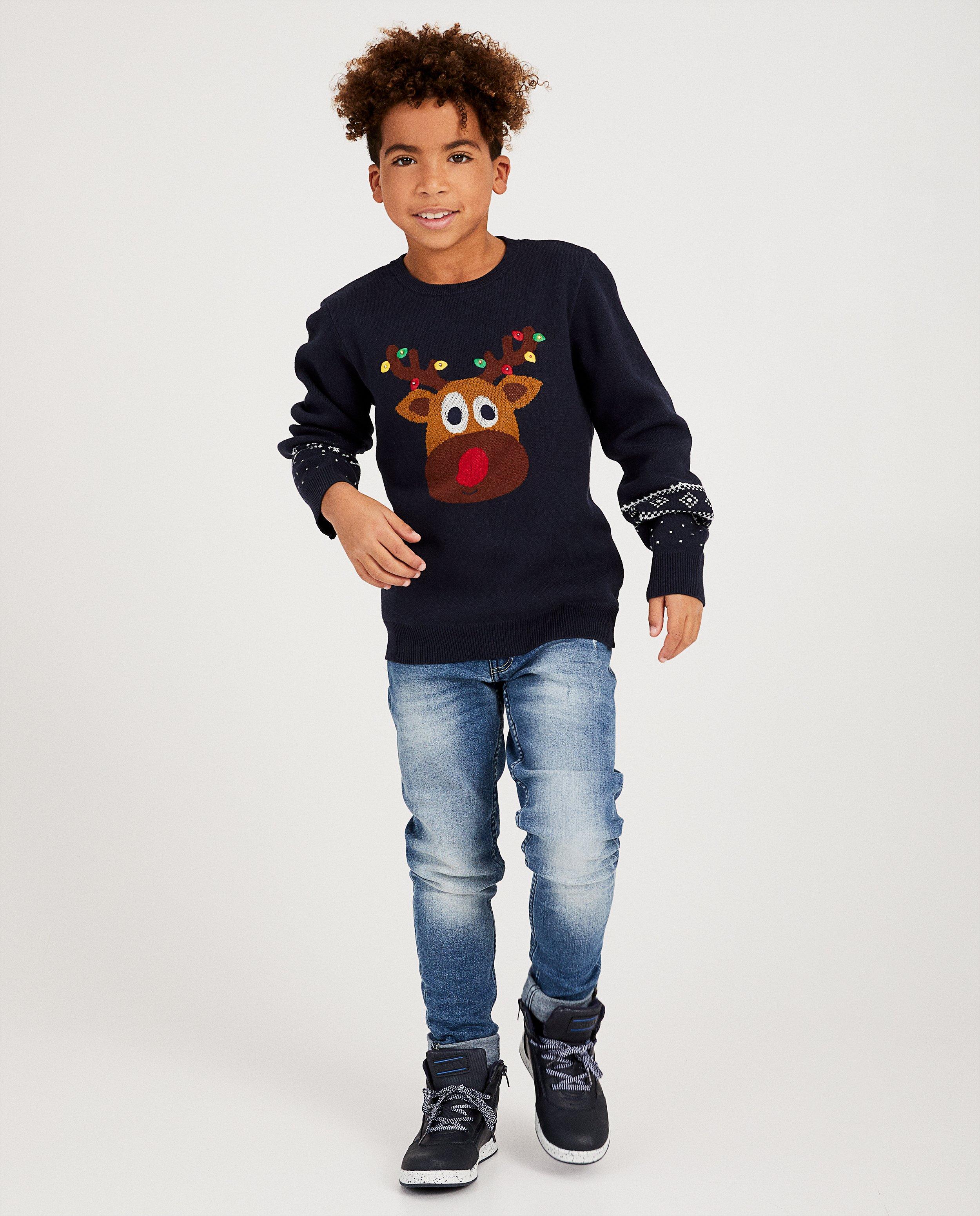 Rendier-trui met lichtjes 7-14 jaar - Product Detail - donkerblauw - afbeelding nummer 1