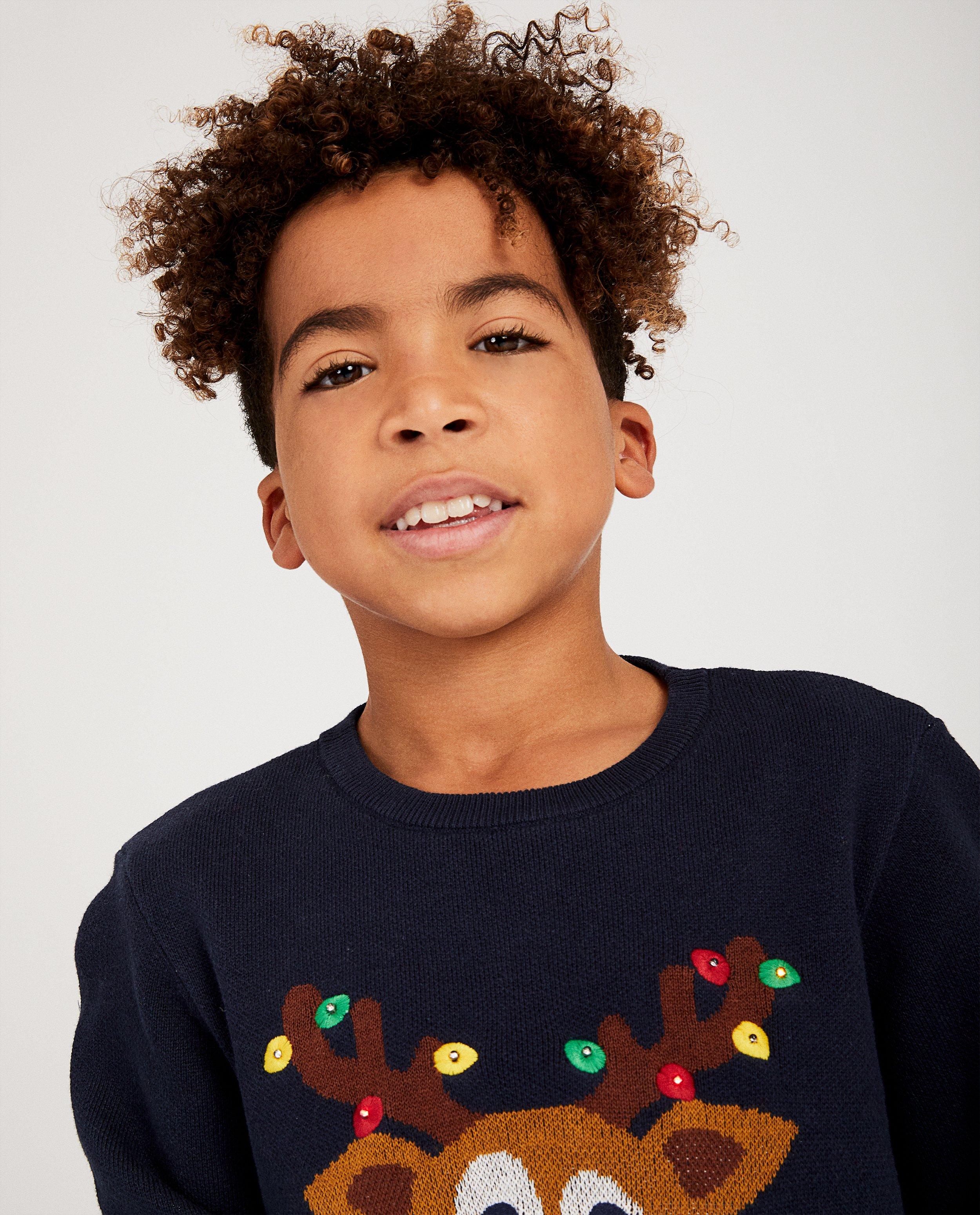 Rendier-trui met lichtjes 7-14 jaar - Product Detail - donkerblauw - afbeelding nummer 2