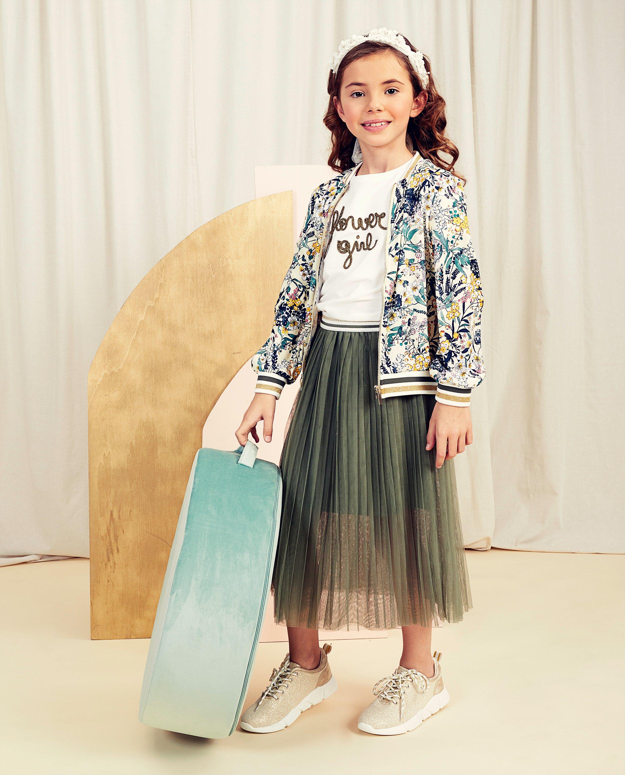 Groene maxi-rok met tule Communie - met plissé - Milla Star
