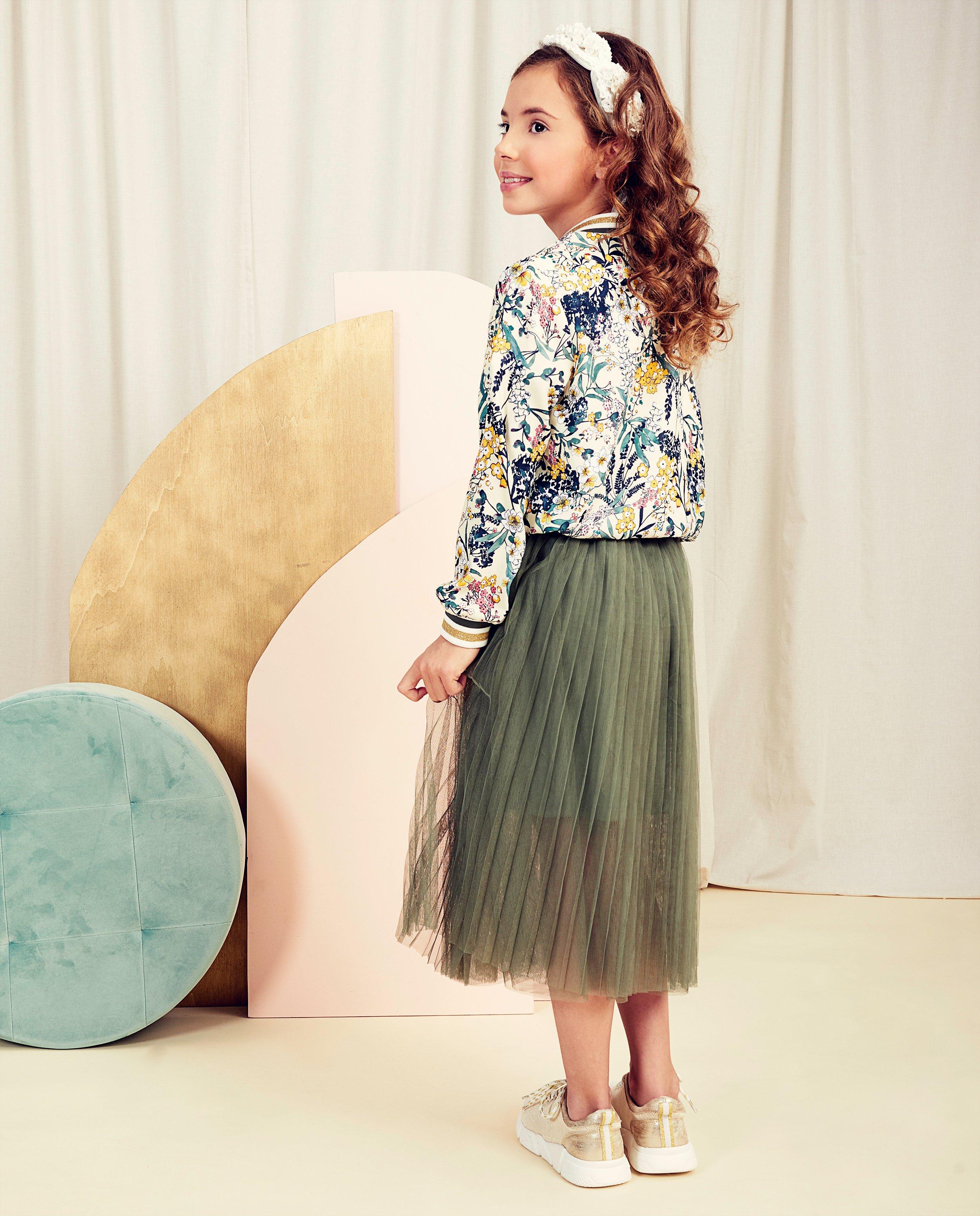 Rokken - Groene maxi-rok met tule Communie