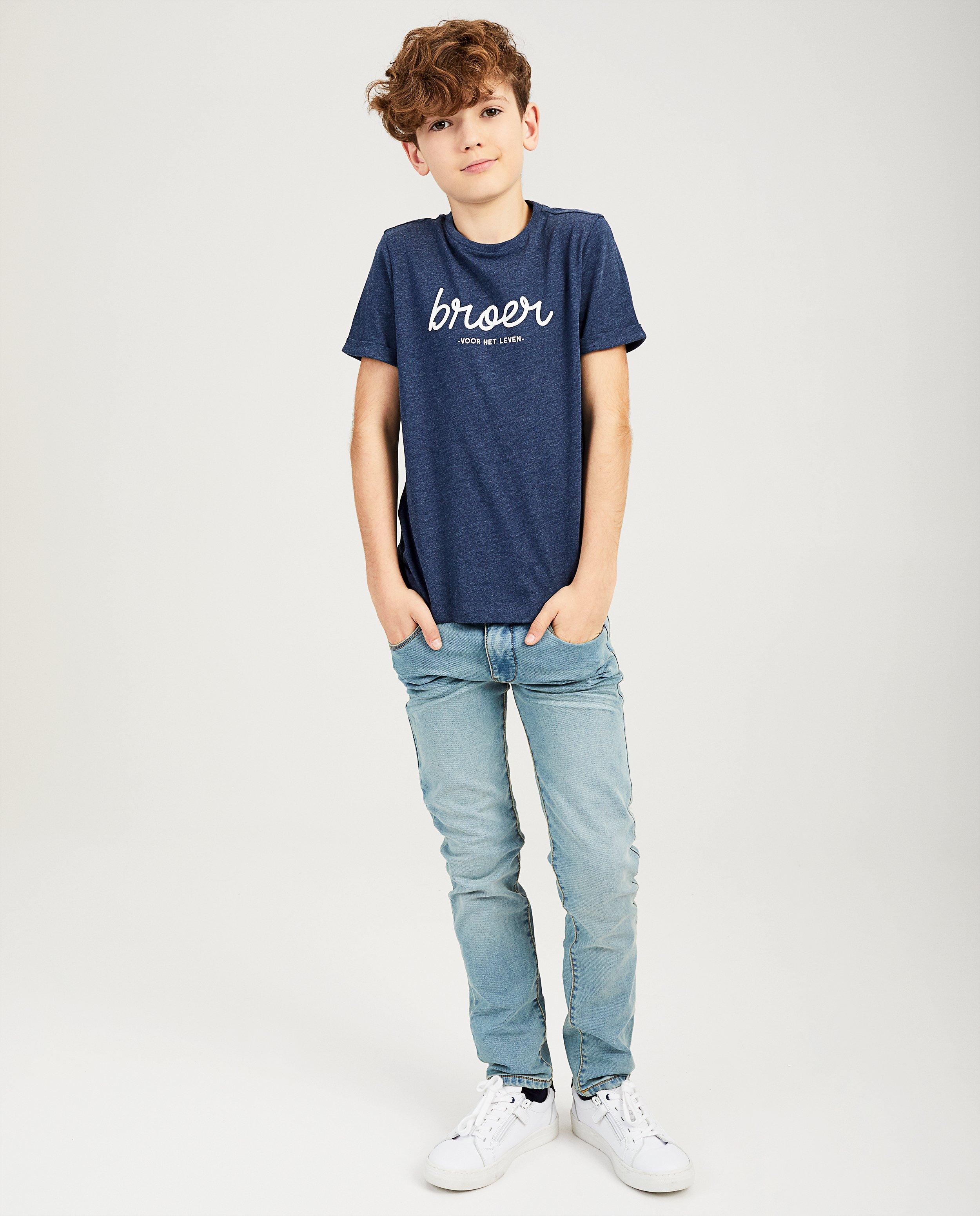 Blauw T-shirt met opschrift (NL) - Product Detail - donkerblauw - afbeelding nummer 1