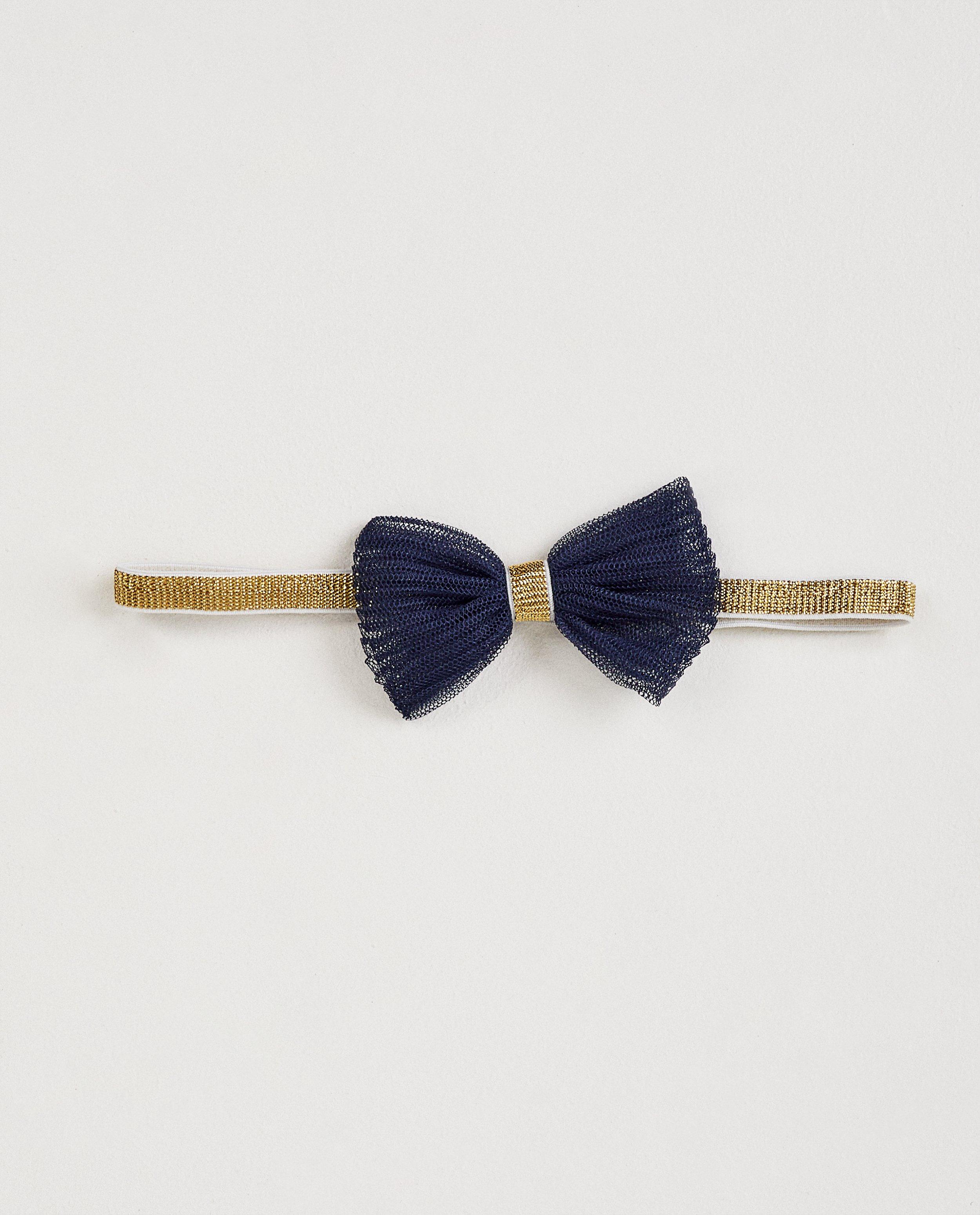 Haarband met blauw strikje - met metaaldraad - Prinsessia