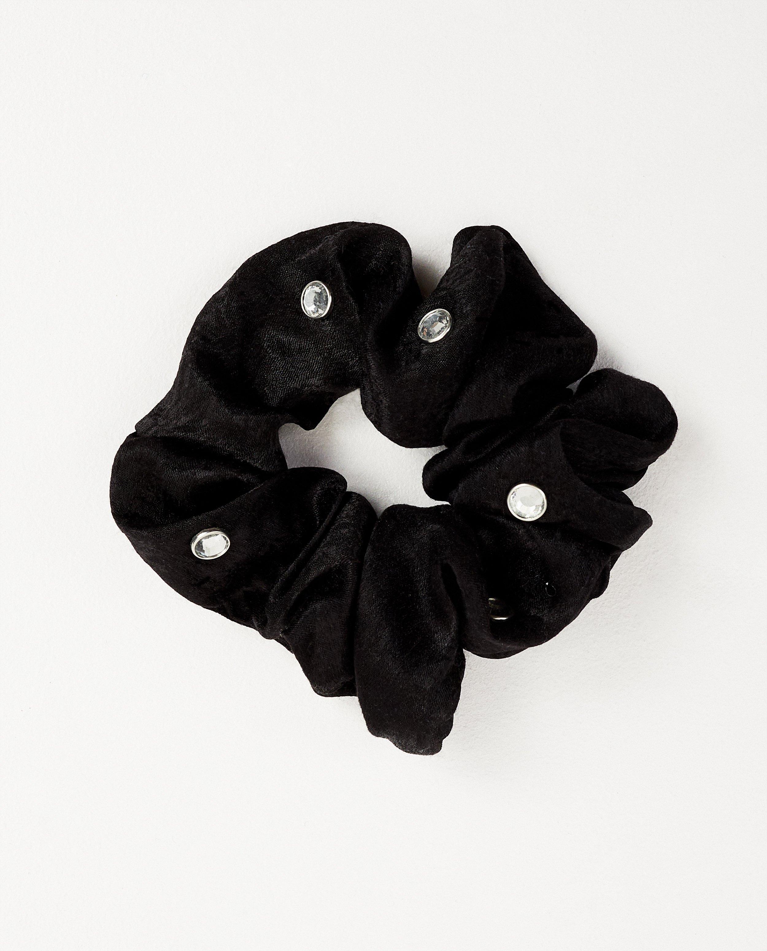 Zwarte scrunchie met steentjes - feestaccessoire - JBC