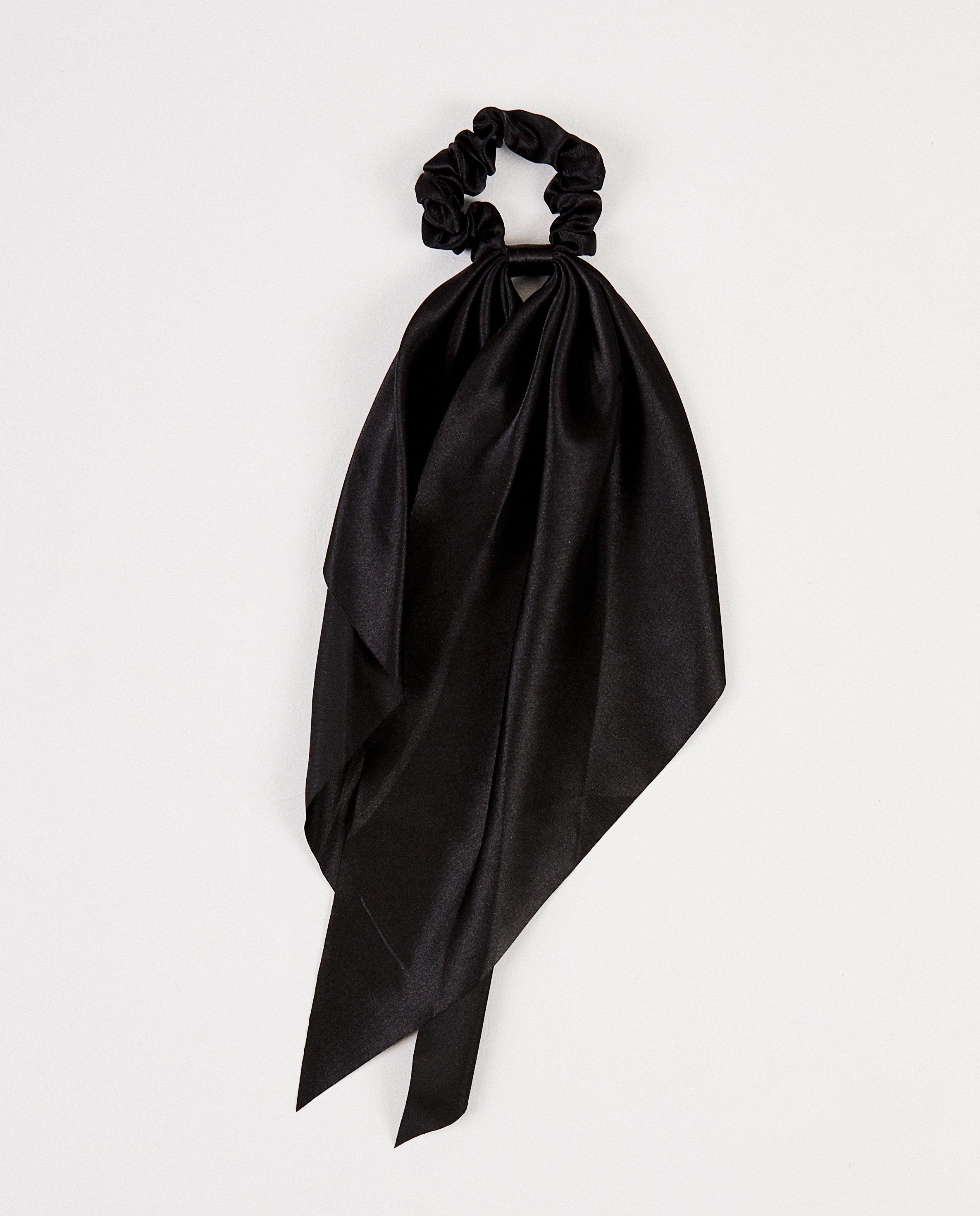 Zwarte scrunchie met linten - Glanzend - JBC