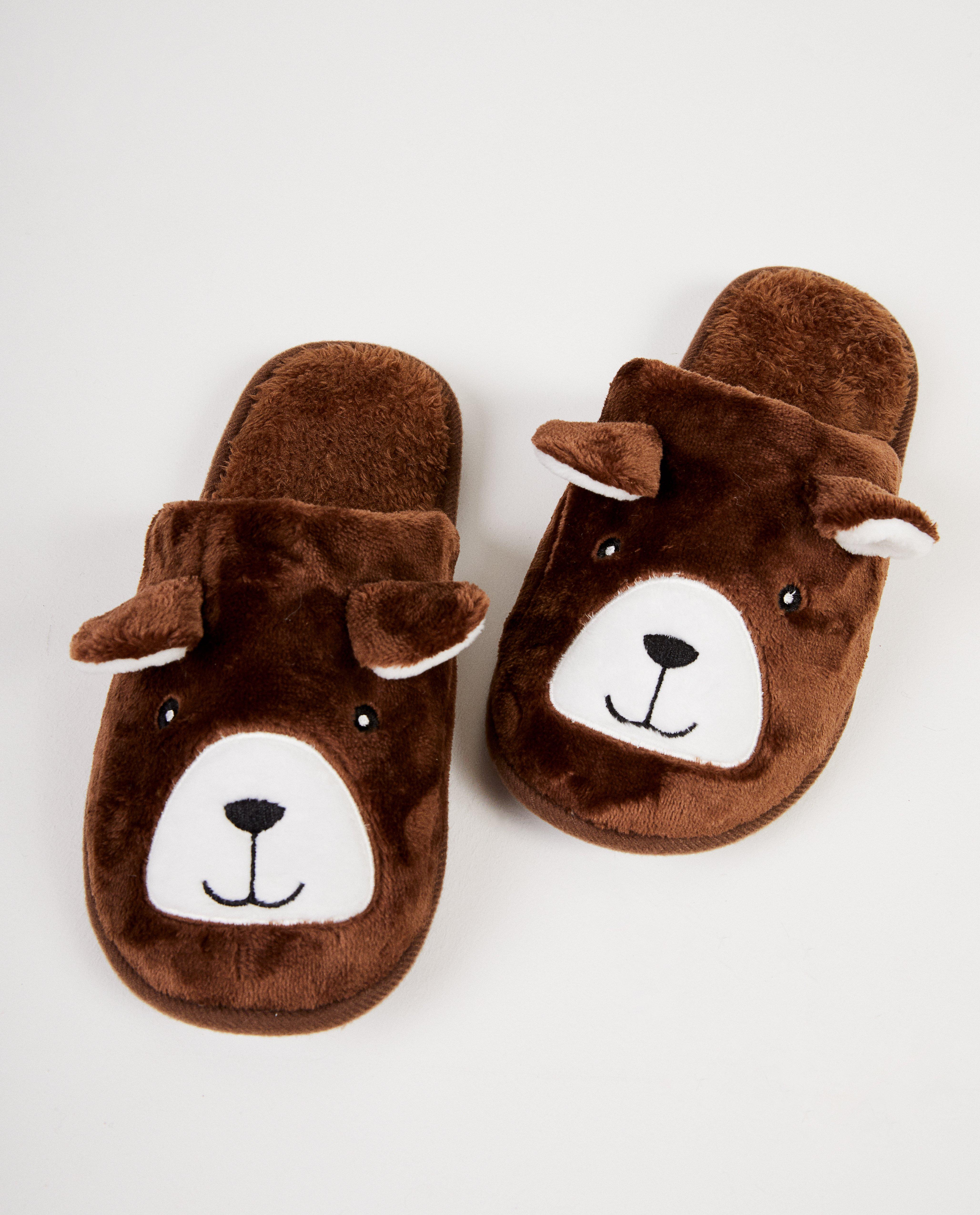 Bruine beer-pantoffels - slippers - JBC