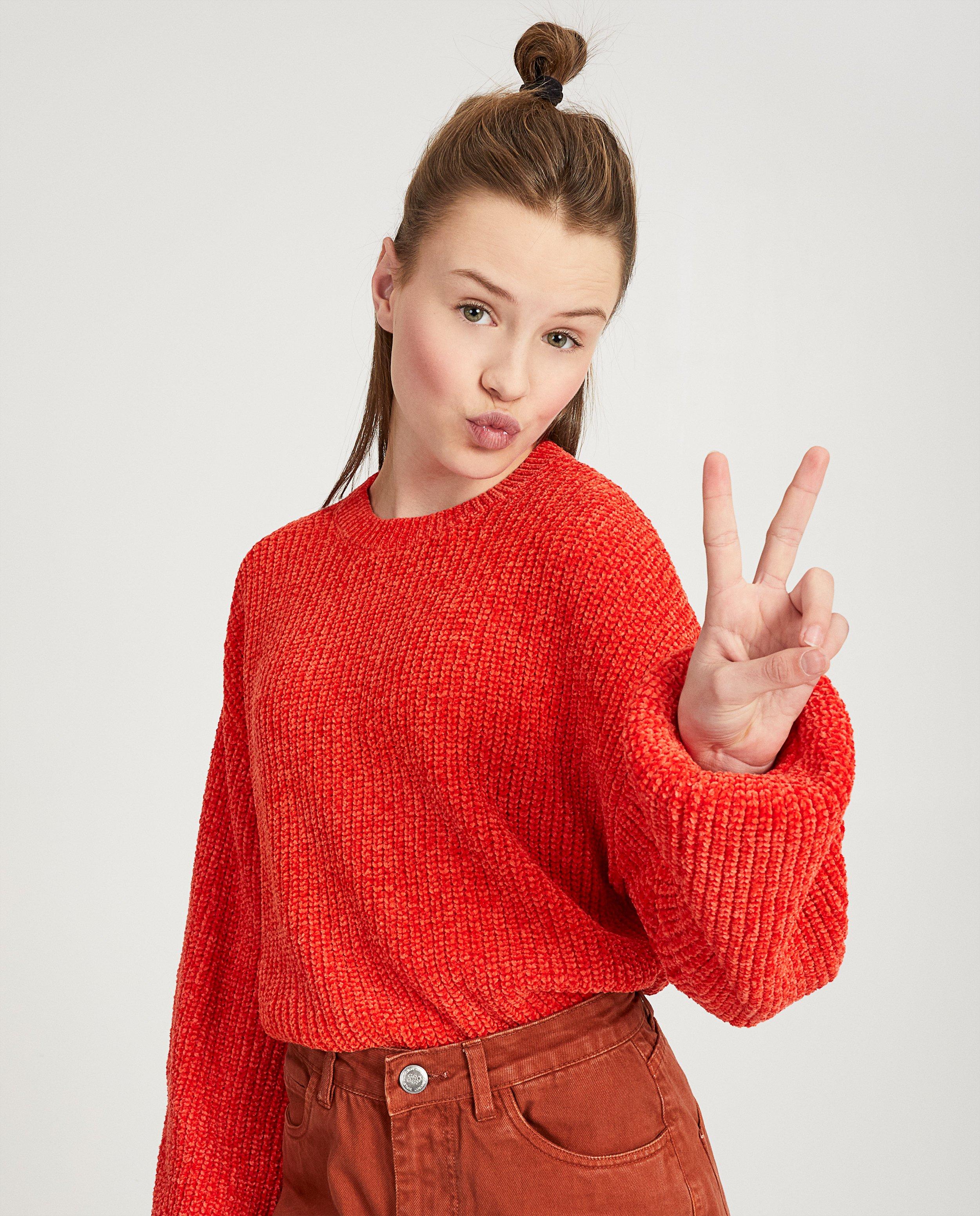 Rode gebreide trui - Product Detail - felrood - afbeelding nummer 2