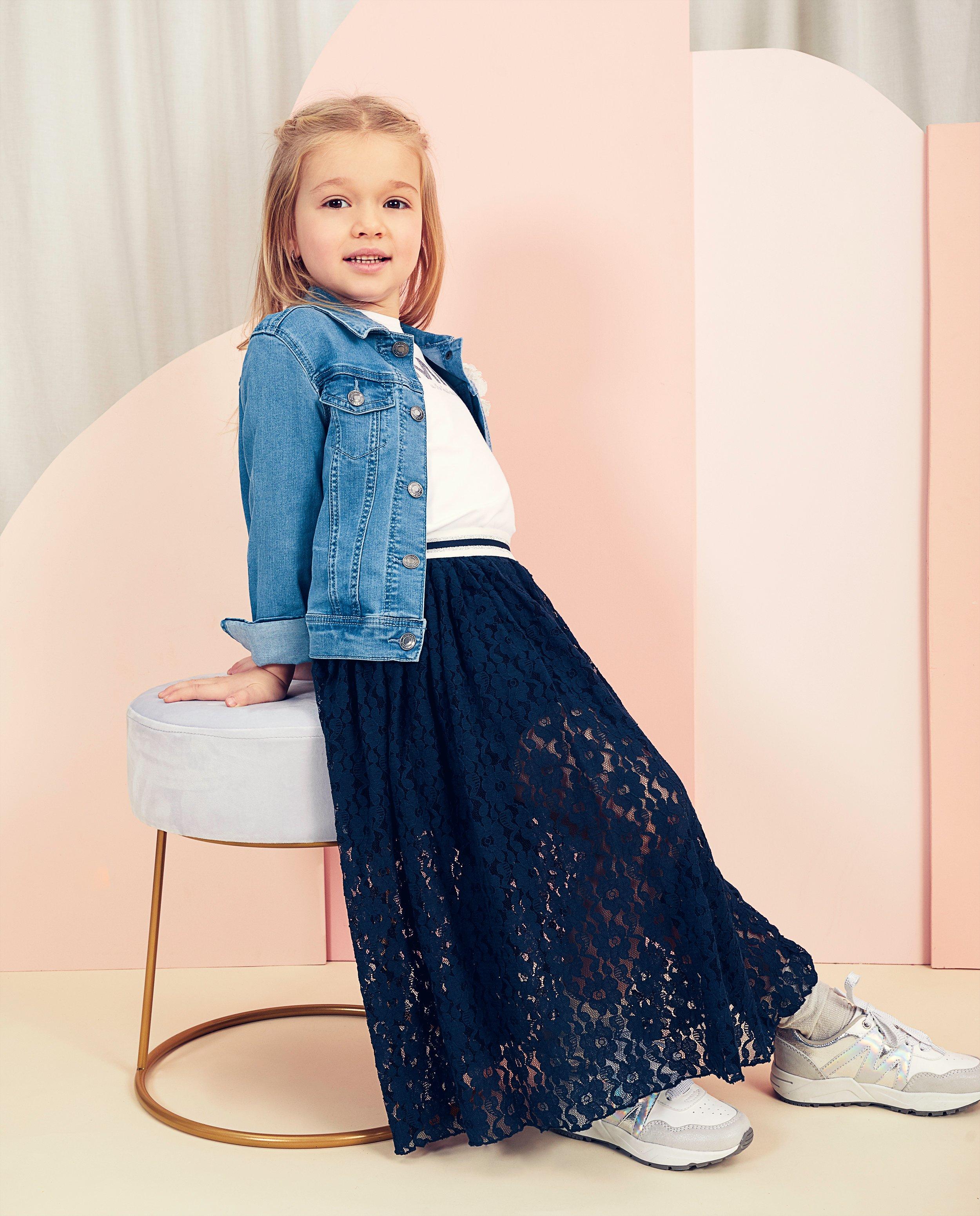 Jeansjas met broche Communie - lichte wassing - Milla Star