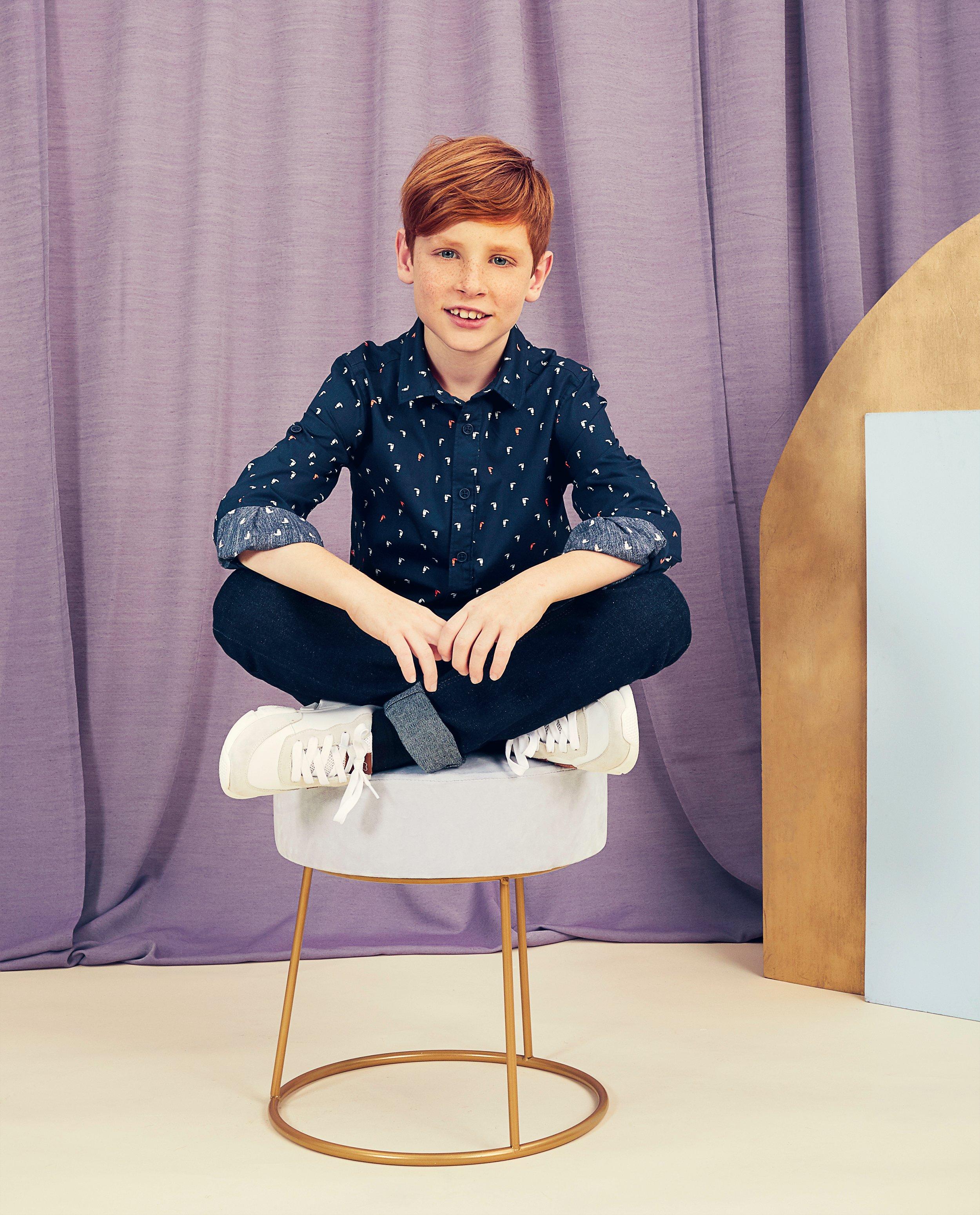 Hemden - Blauw hemd met print Communie